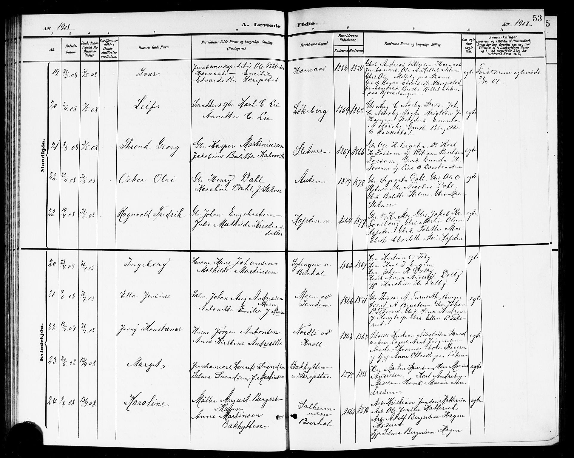 Høland prestekontor Kirkebøker, AV/SAO-A-10346a/G/Ga/L0007: Parish register (copy) no. I 7, 1902-1914, p. 53
