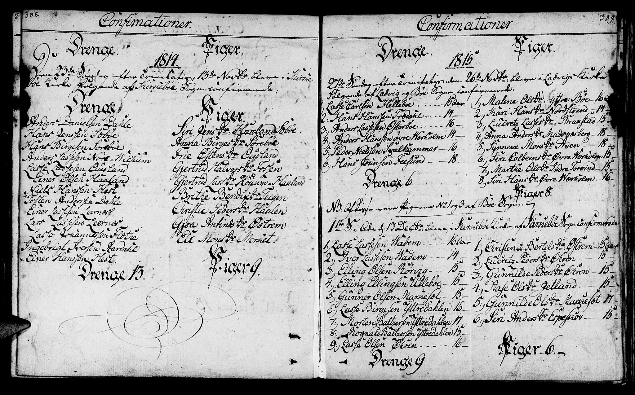Lavik sokneprestembete, SAB/A-80901: Parish register (official) no. A 1, 1809-1822, p. 388-389