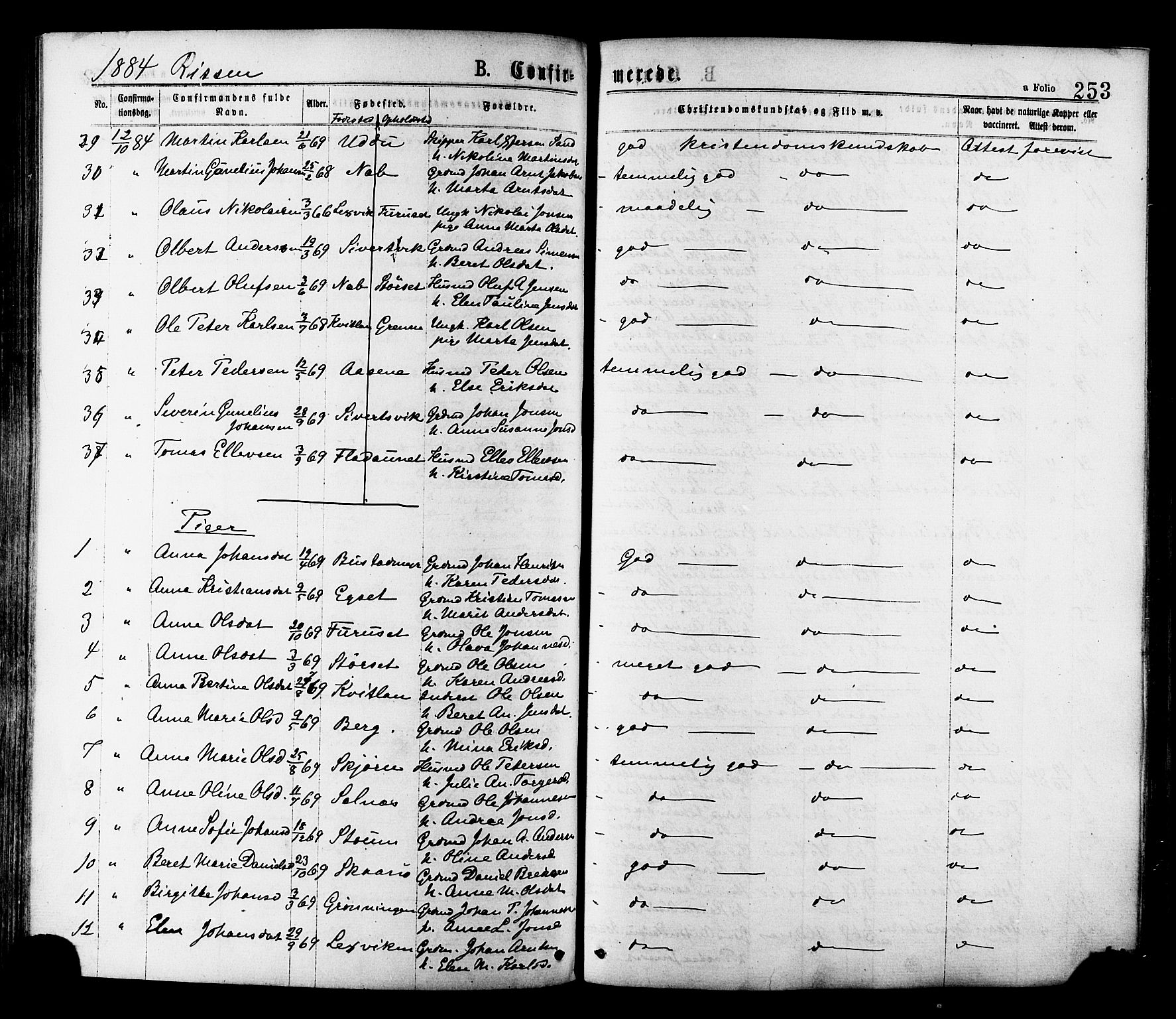 Ministerialprotokoller, klokkerbøker og fødselsregistre - Sør-Trøndelag, SAT/A-1456/646/L0613: Parish register (official) no. 646A11, 1870-1884, p. 253