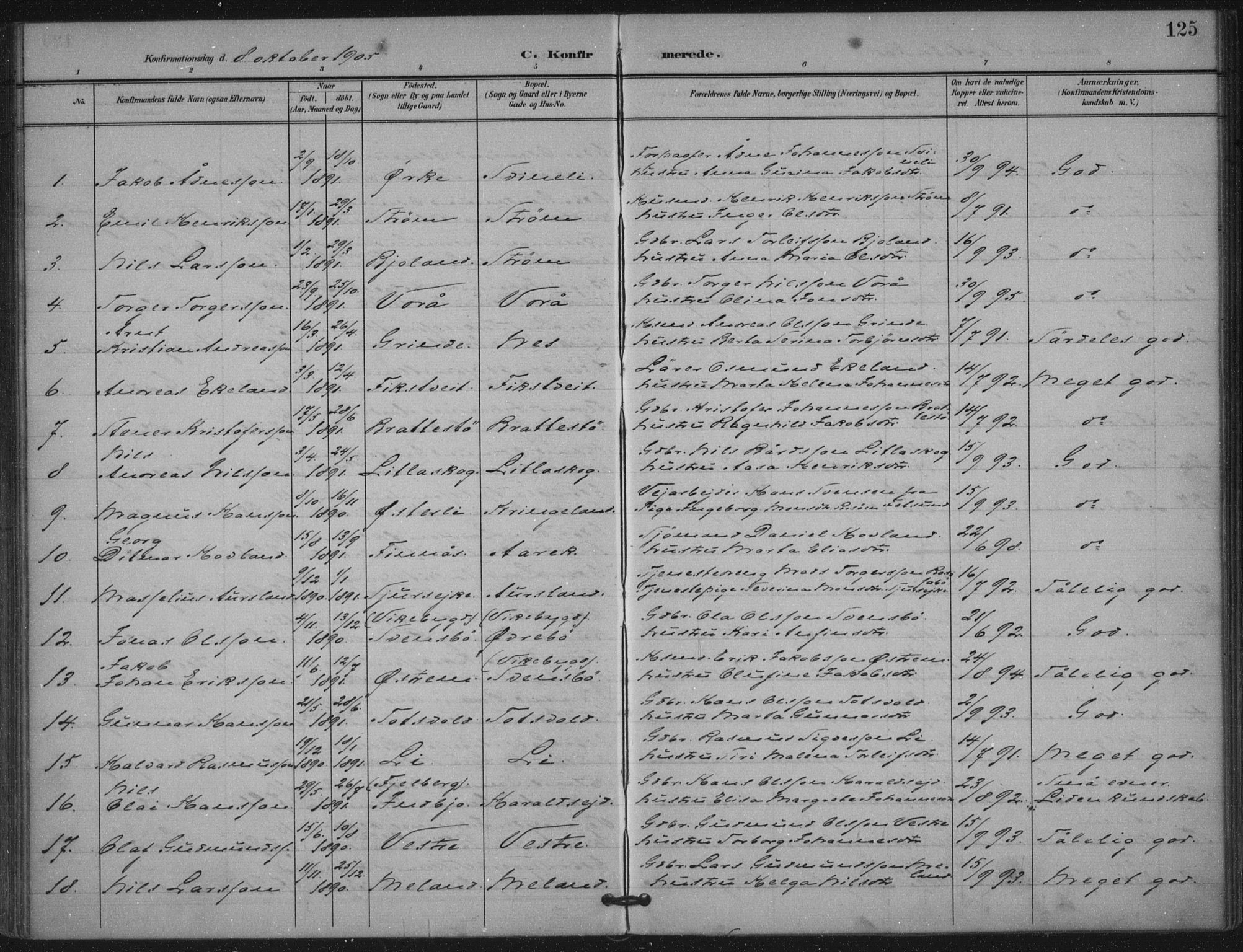 Skjold sokneprestkontor, AV/SAST-A-101847/H/Ha/Haa/L0011: Parish register (official) no. A 11, 1897-1914, p. 125