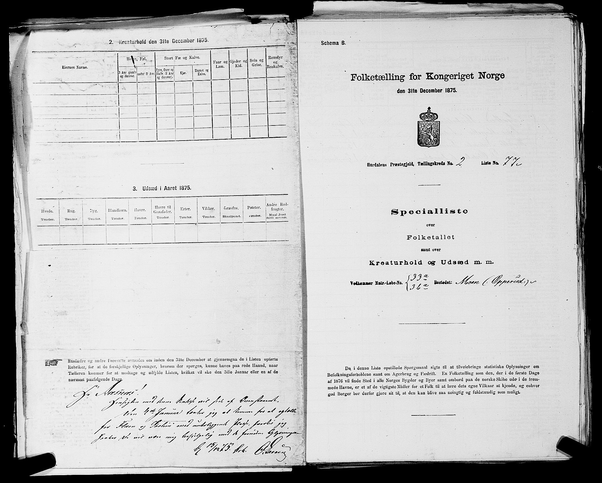 RA, 1875 census for 0239P Hurdal, 1875, p. 254