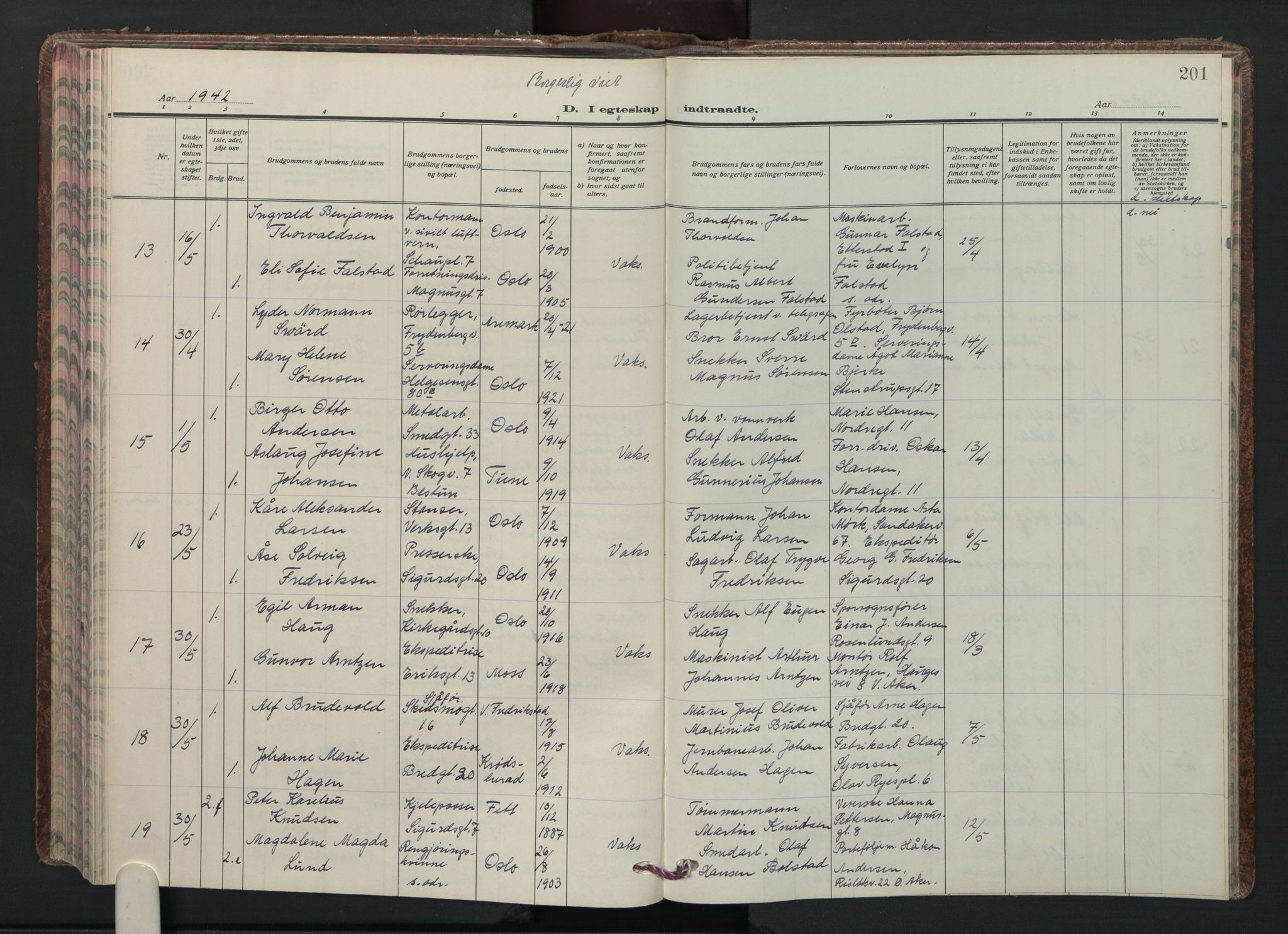 Grønland prestekontor Kirkebøker, AV/SAO-A-10848/F/Fa/L0020: Parish register (official) no. 20, 1935-1946, p. 201