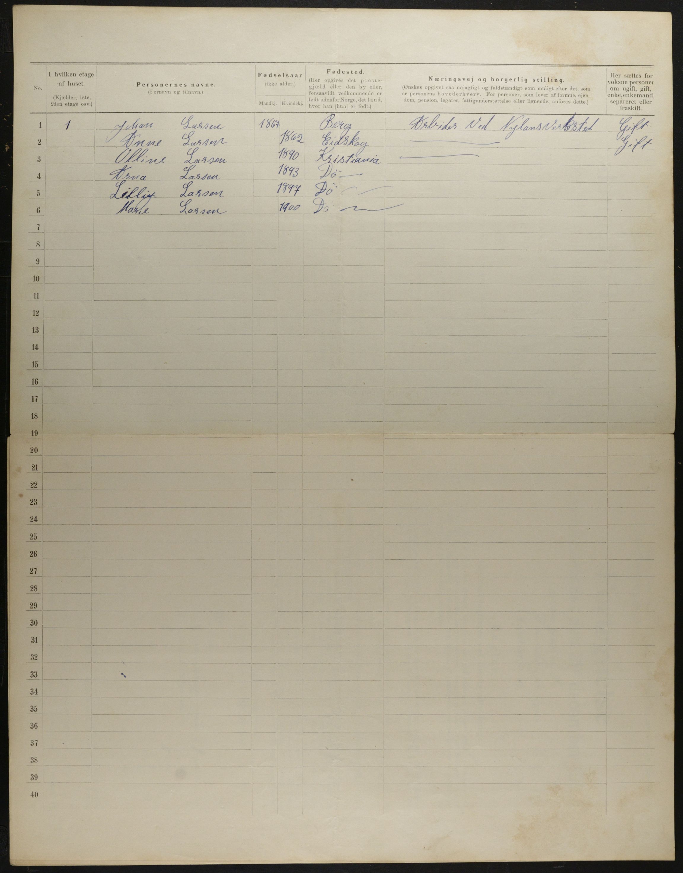 OBA, Municipal Census 1901 for Kristiania, 1901, p. 3468