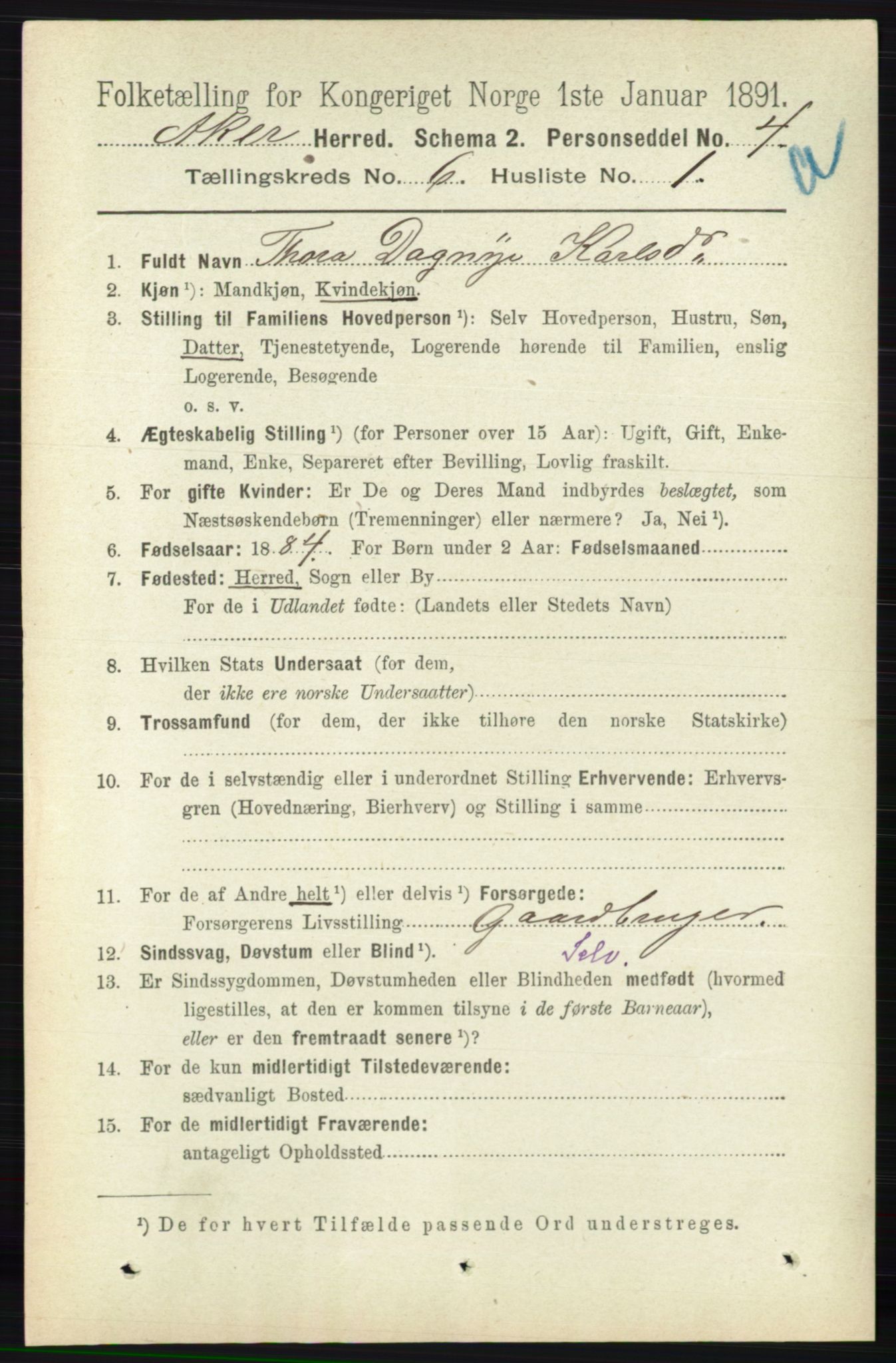 RA, 1891 census for 0218 Aker, 1891, p. 5515