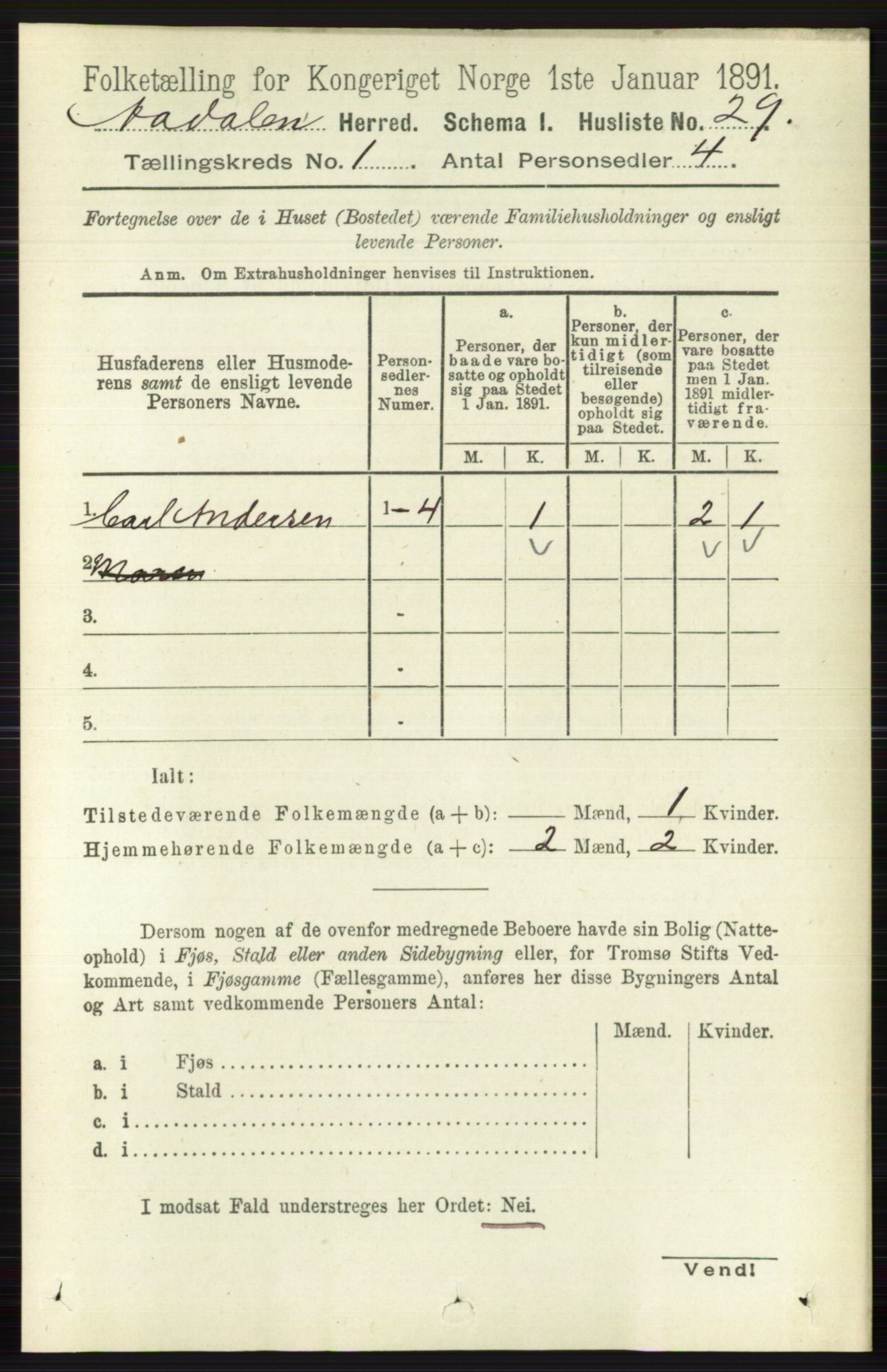 RA, 1891 census for 0614 Ådal, 1891, p. 53