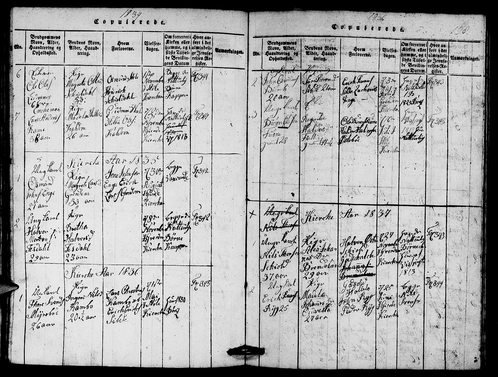 Etne sokneprestembete, SAB/A-75001/H/Hab: Parish register (copy) no. A 1, 1815-1849, p. 198
