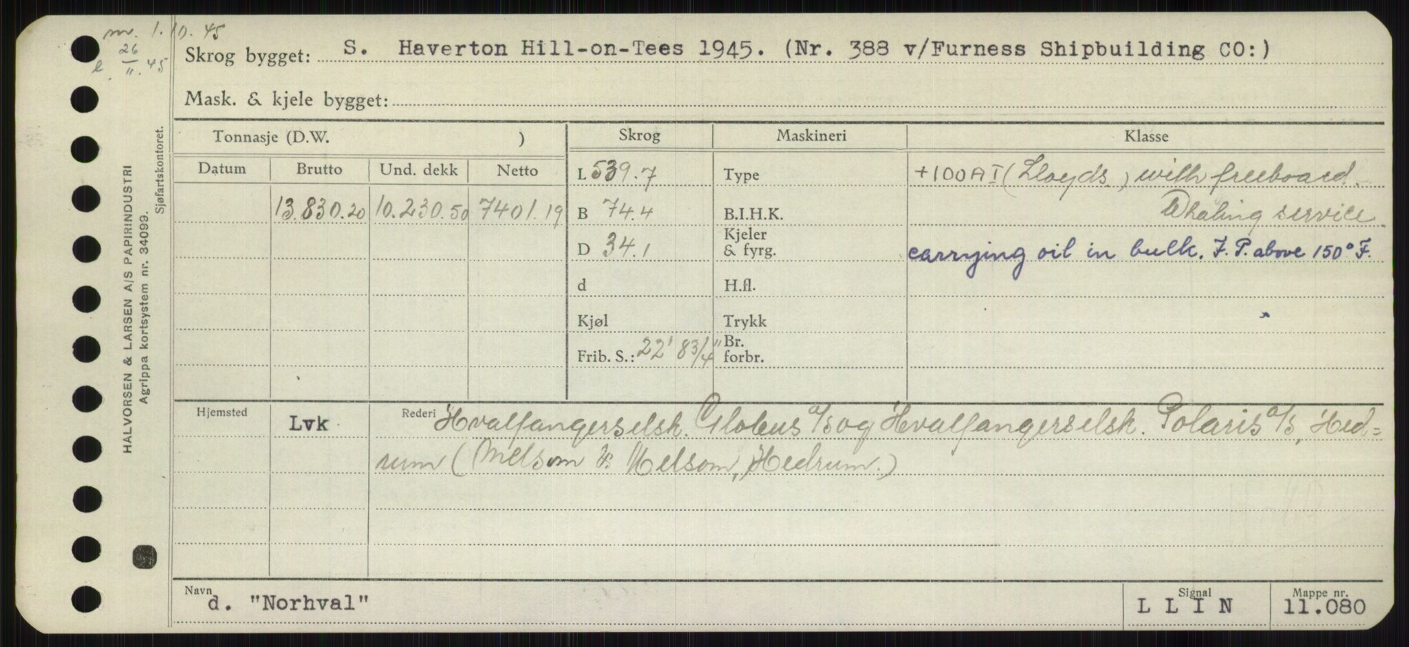 Sjøfartsdirektoratet med forløpere, Skipsmålingen, RA/S-1627/H/Hb/L0003: Fartøy, I-N, p. 443