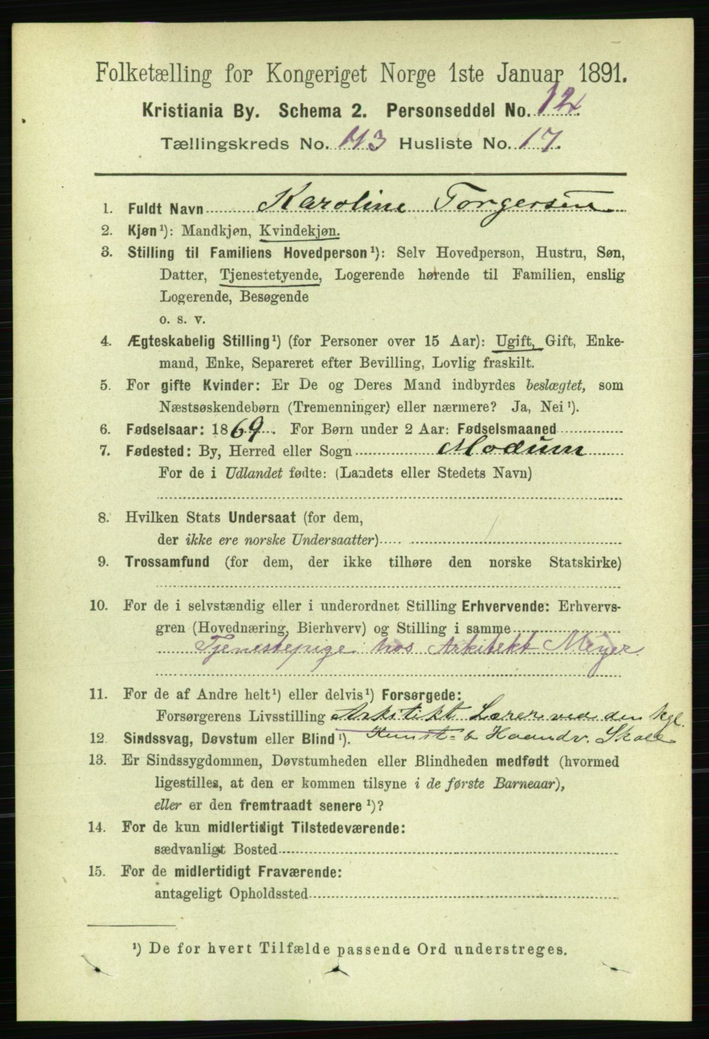 RA, 1891 census for 0301 Kristiania, 1891, p. 60486