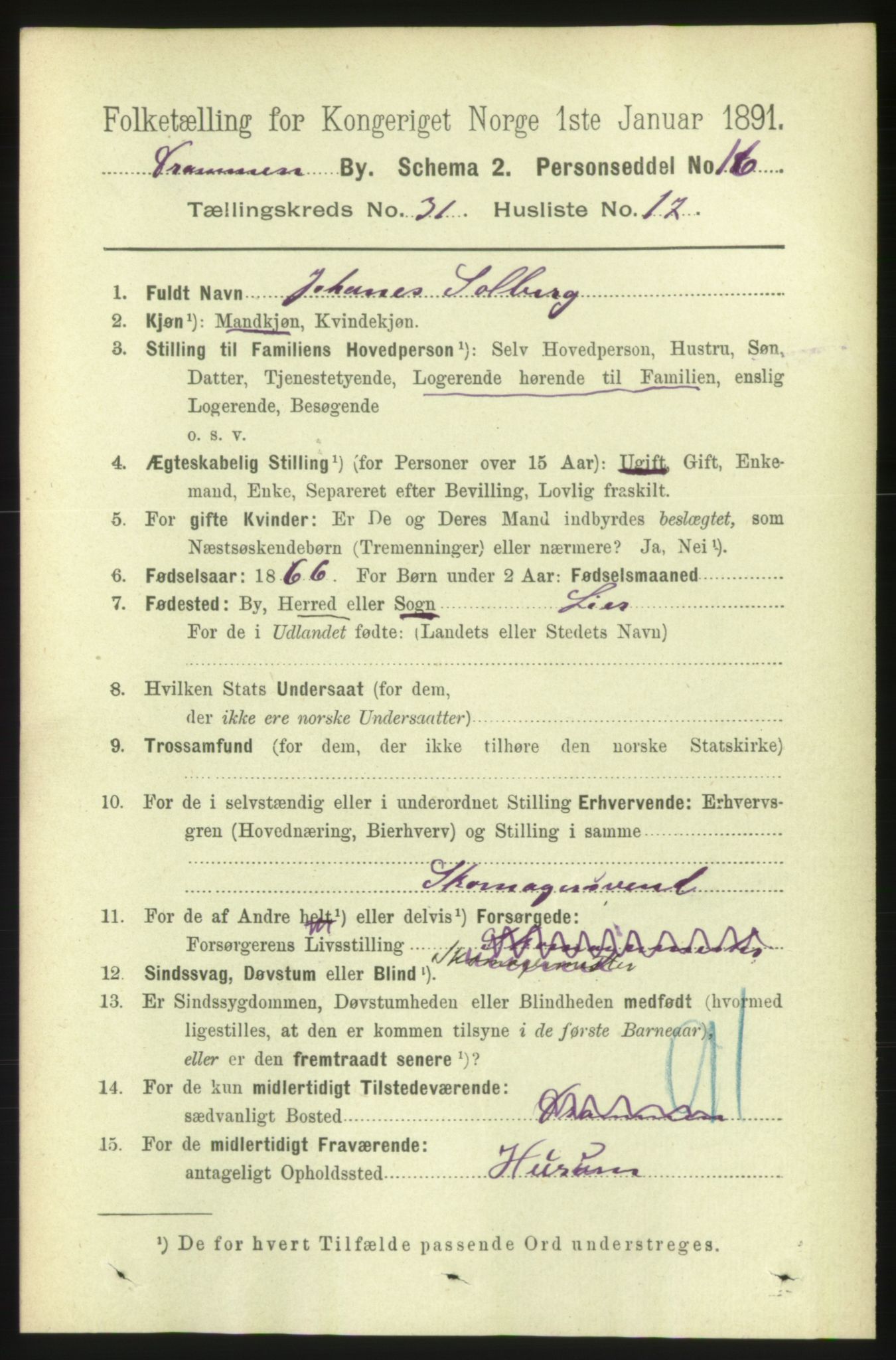 RA, 1891 census for 0602 Drammen, 1891, p. 18902