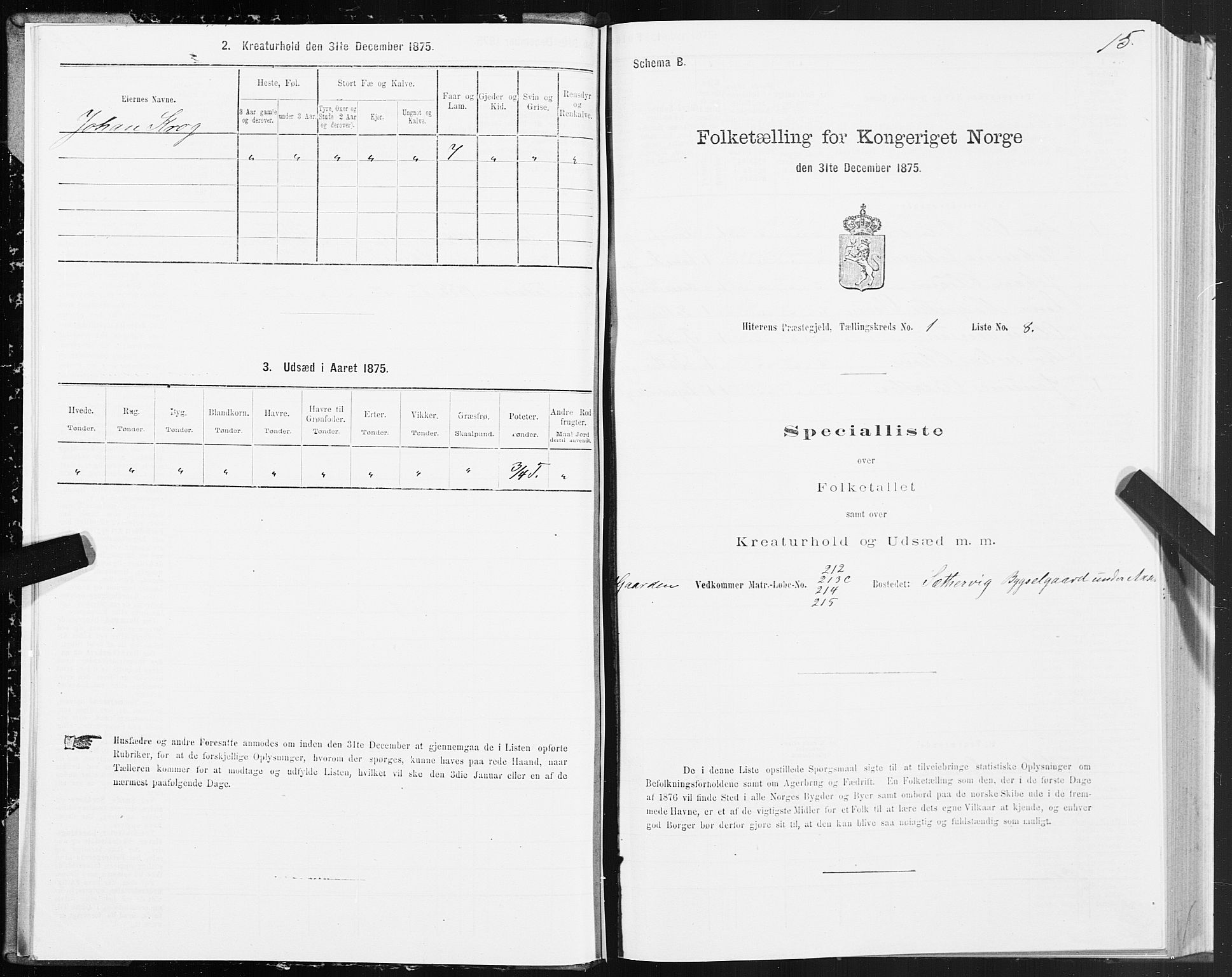 SAT, 1875 census for 1617P Hitra, 1875, p. 1015