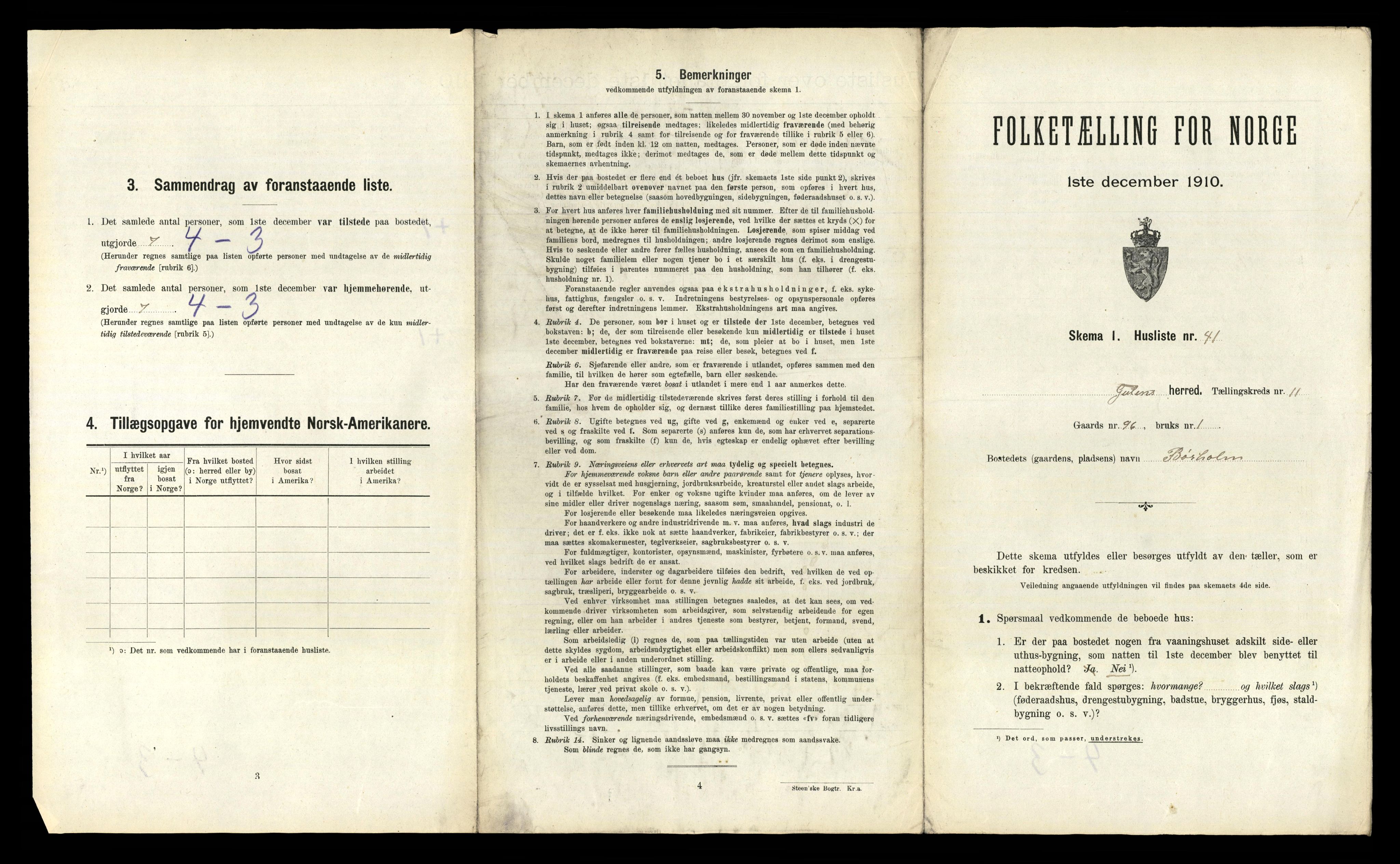 RA, 1910 census for Gulen, 1910, p. 1022