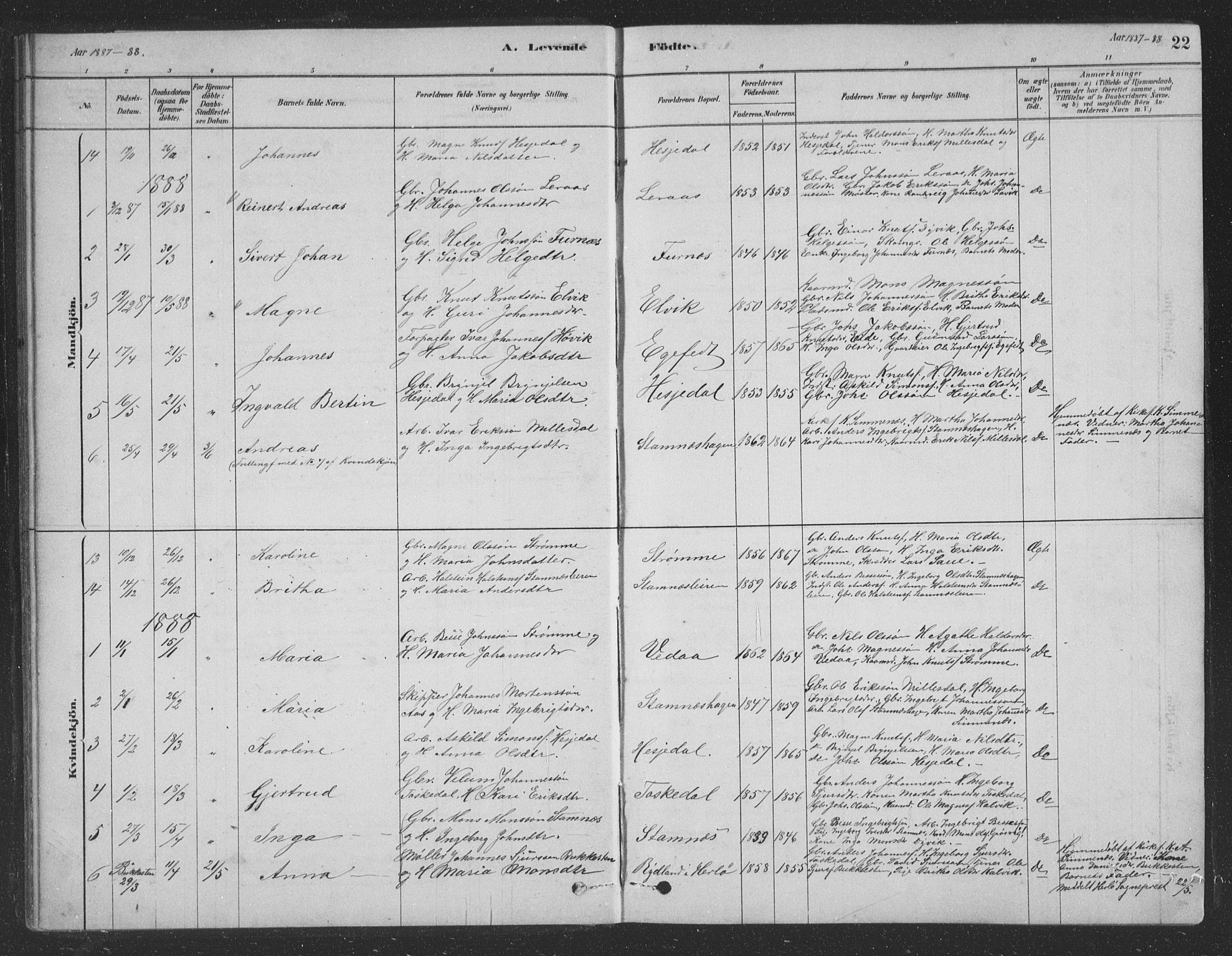 Vaksdal Sokneprestembete, SAB/A-78901/H/Hab: Parish register (copy) no. D 1, 1878-1939, p. 22