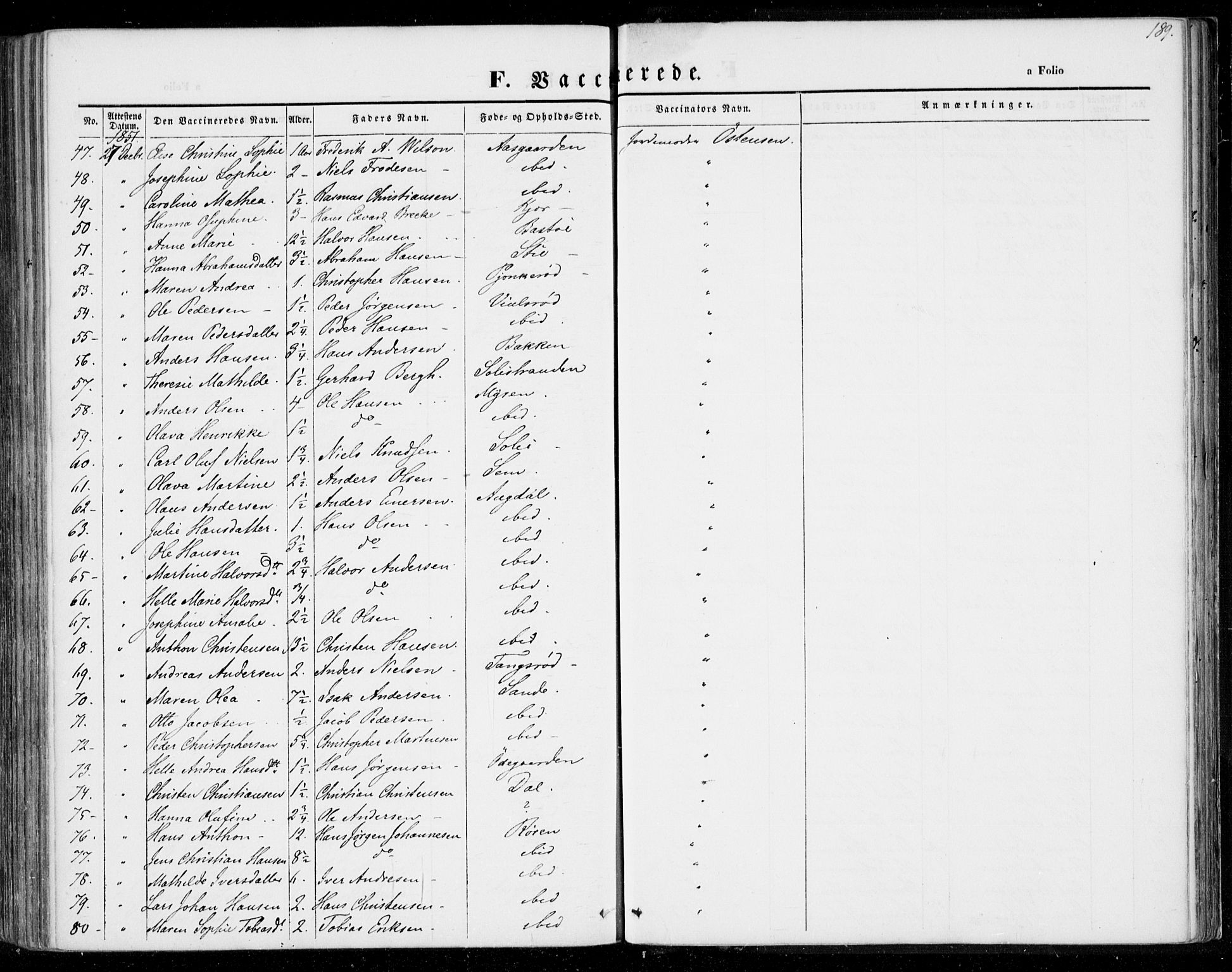 Borre kirkebøker, AV/SAKO-A-338/F/Fa/L0005: Parish register (official) no. I 5, 1845-1851, p. 189