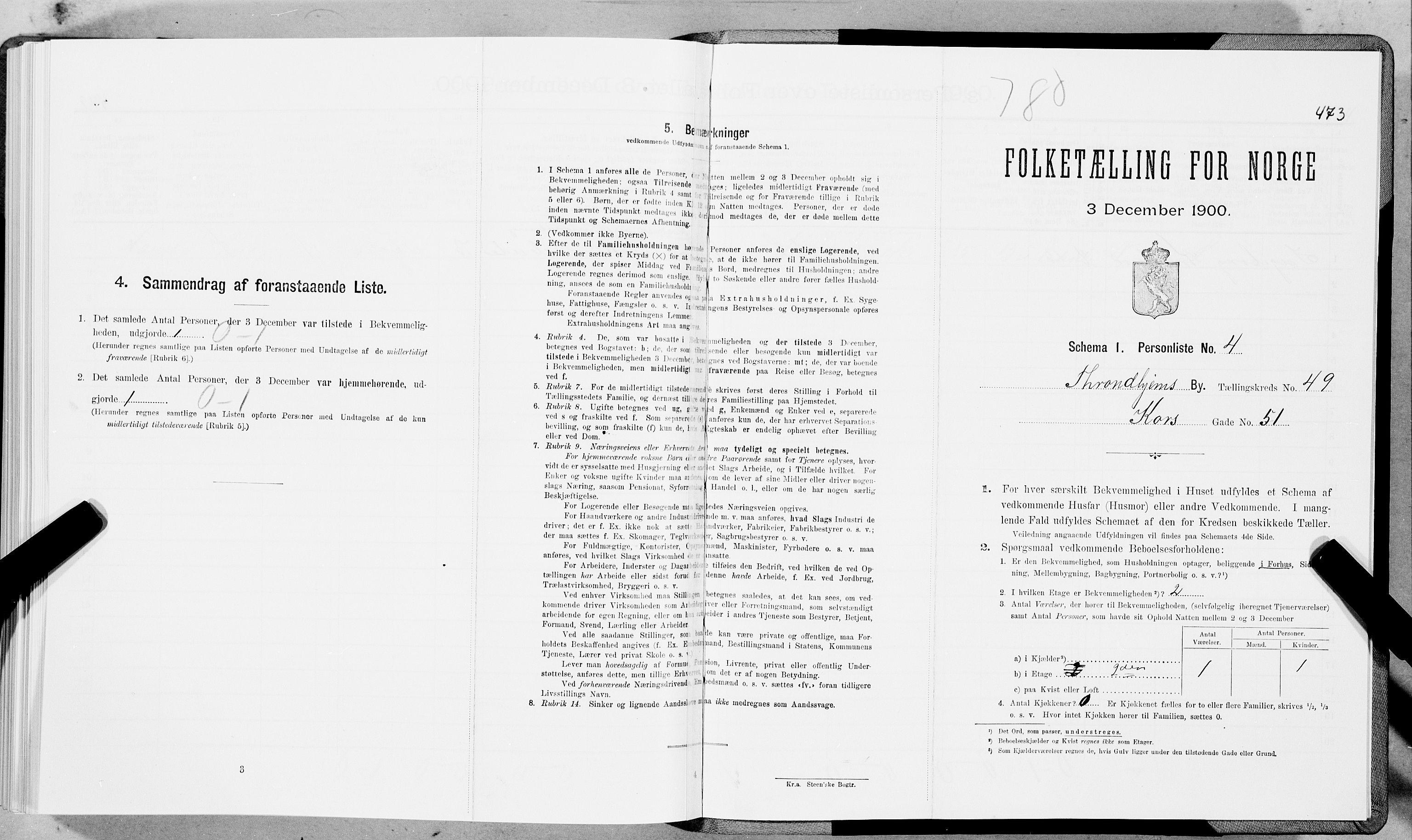 SAT, 1900 census for Trondheim, 1900, p. 8315