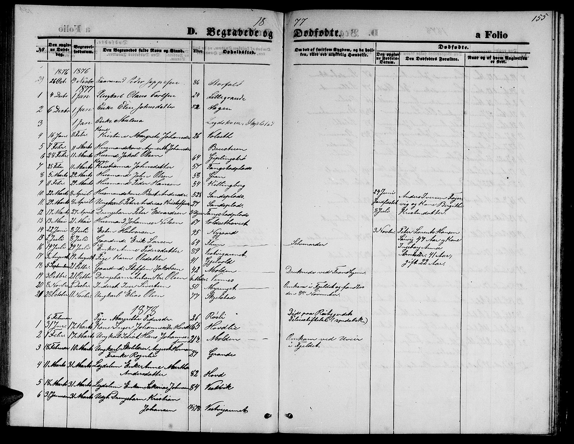 Ministerialprotokoller, klokkerbøker og fødselsregistre - Nord-Trøndelag, AV/SAT-A-1458/744/L0422: Parish register (copy) no. 744C01, 1871-1885, p. 155