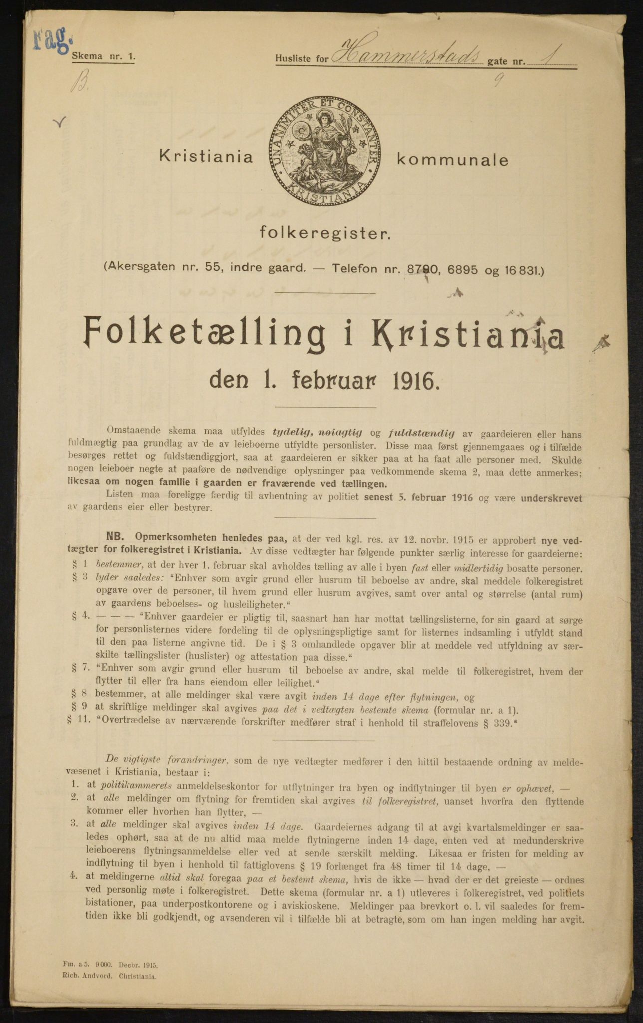 OBA, Municipal Census 1916 for Kristiania, 1916, p. 35116