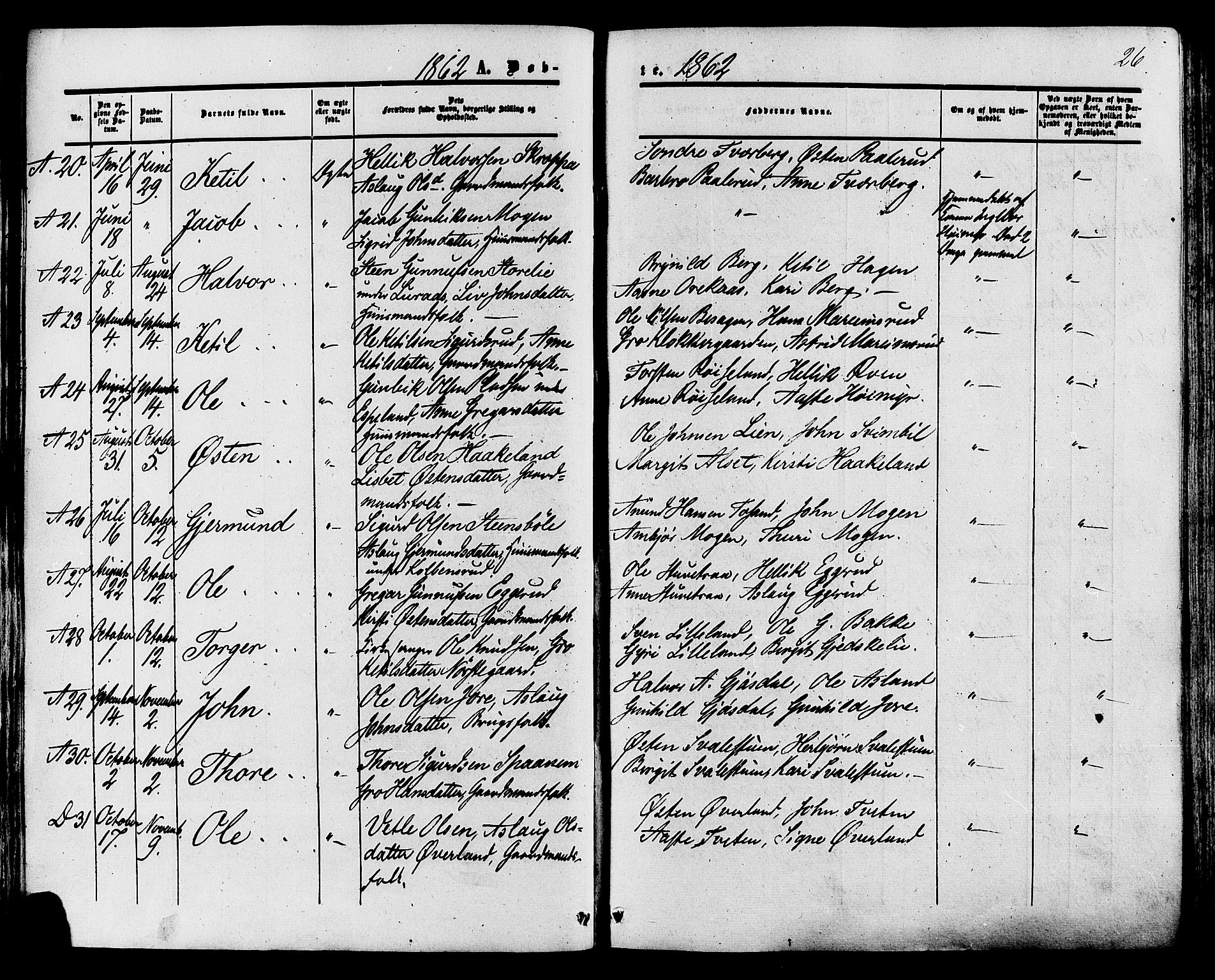 Tinn kirkebøker, SAKO/A-308/F/Fa/L0006: Parish register (official) no. I 6, 1857-1878, p. 26