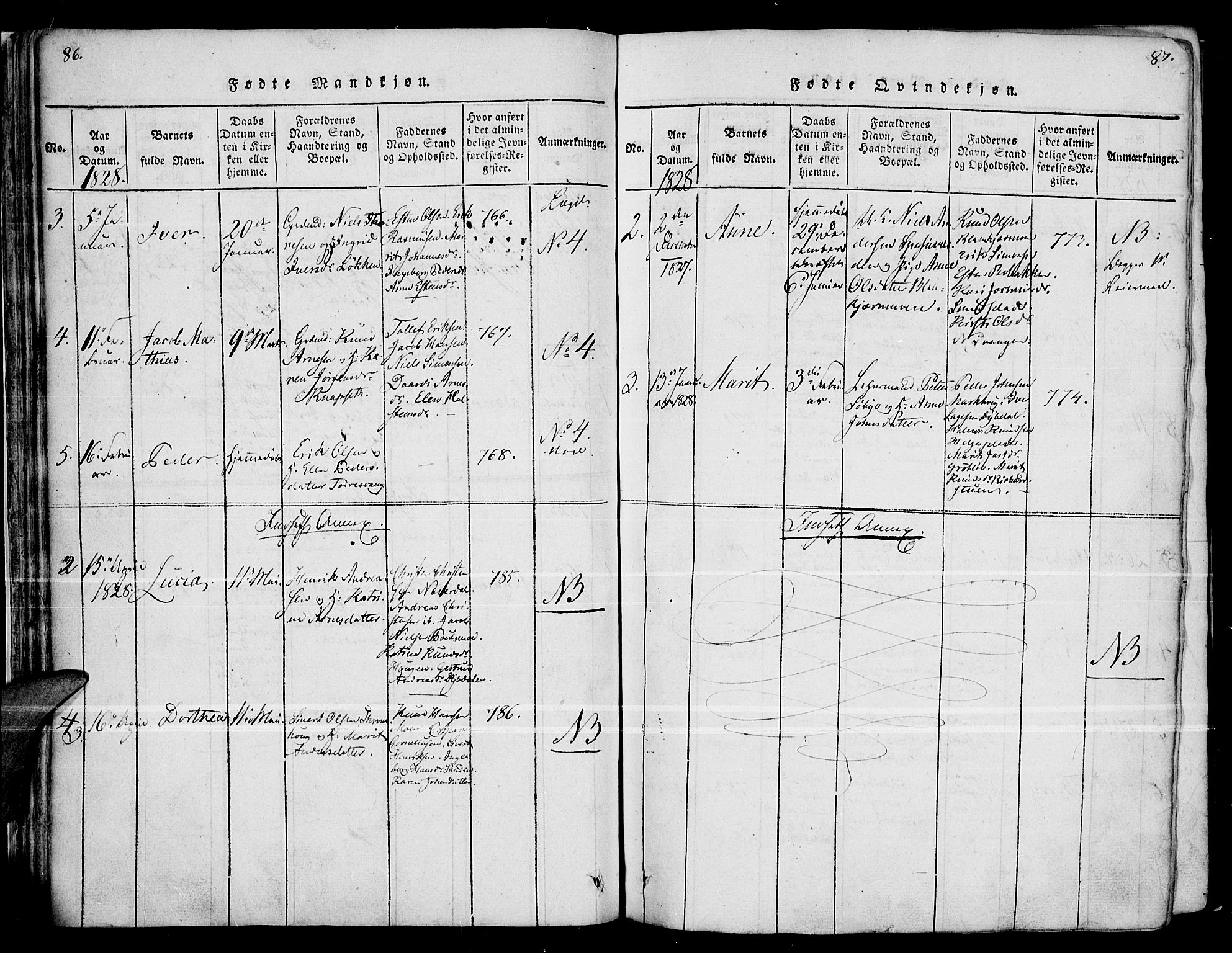 Kvikne prestekontor, AV/SAH-PREST-064/H/Ha/Haa/L0004: Parish register (official) no. 4, 1815-1840, p. 86-87