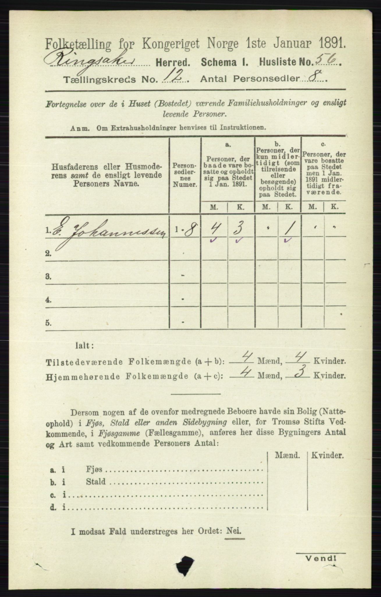 RA, 1891 census for 0412 Ringsaker, 1891, p. 6756