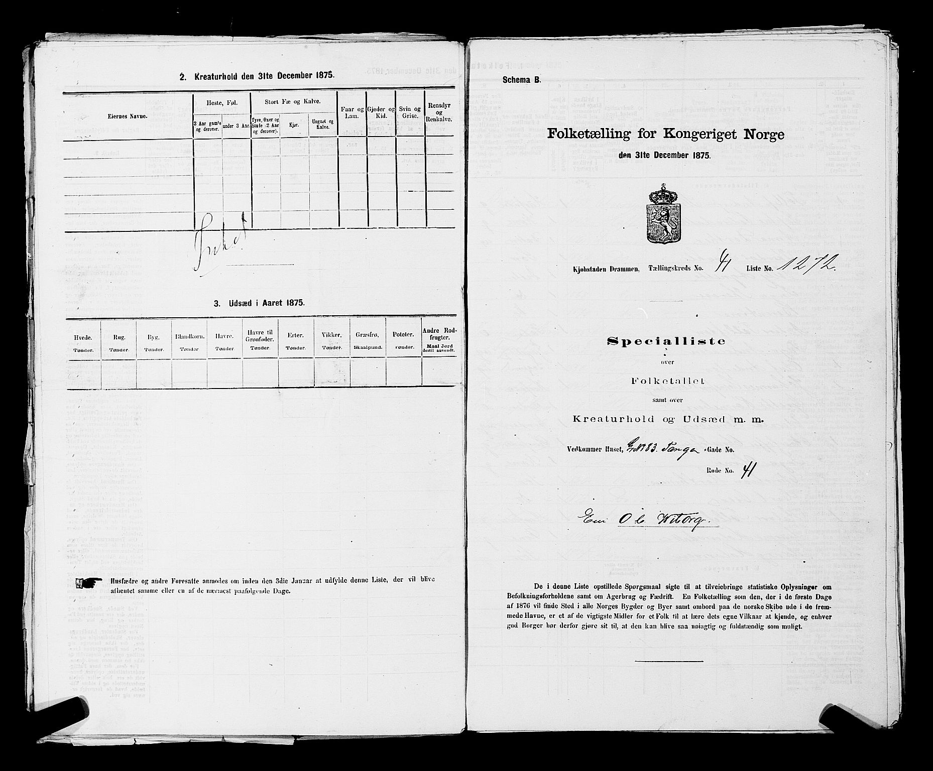 SAKO, 1875 census for 0602 Drammen, 1875, p. 3480