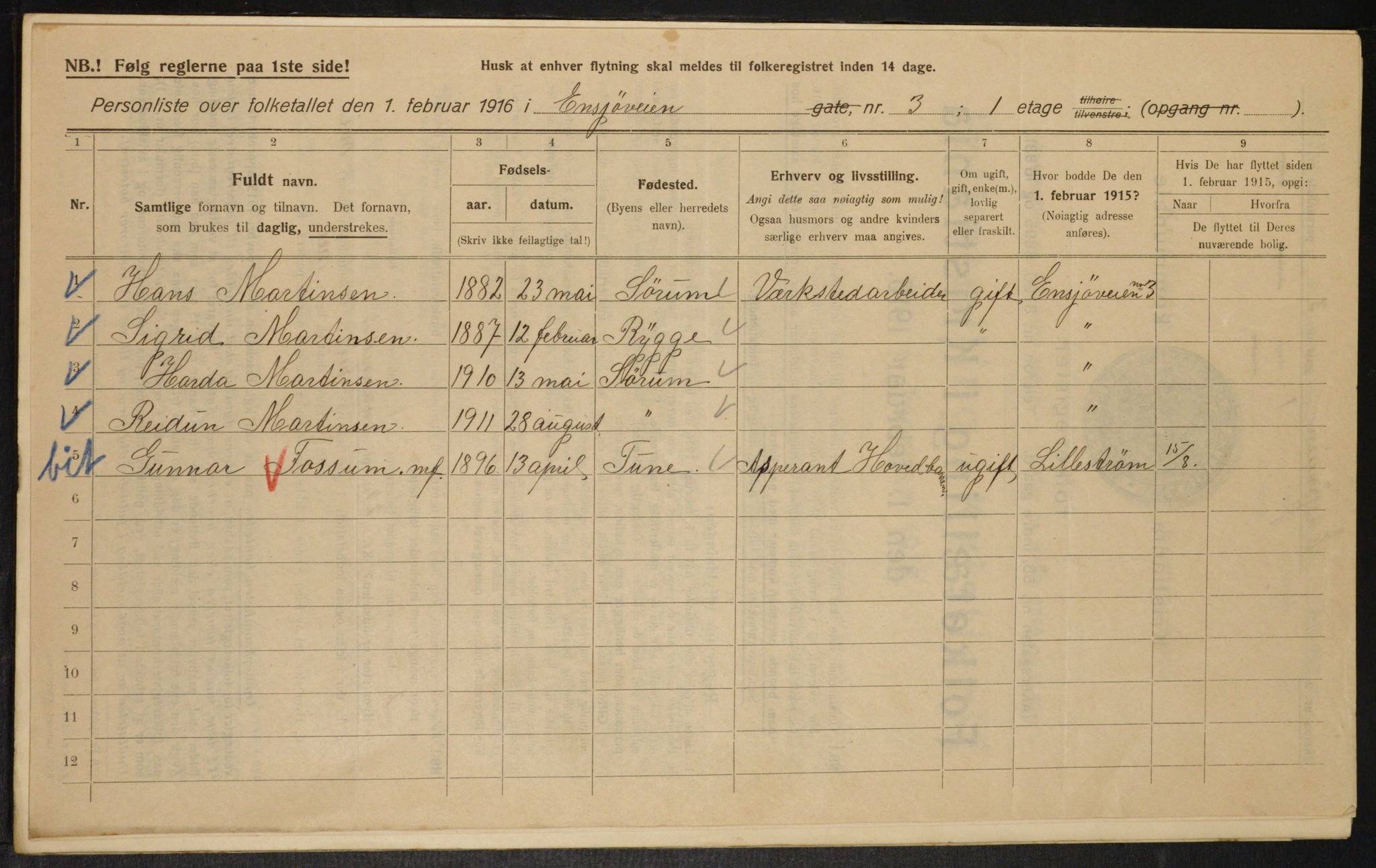 OBA, Municipal Census 1916 for Kristiania, 1916, p. 22323