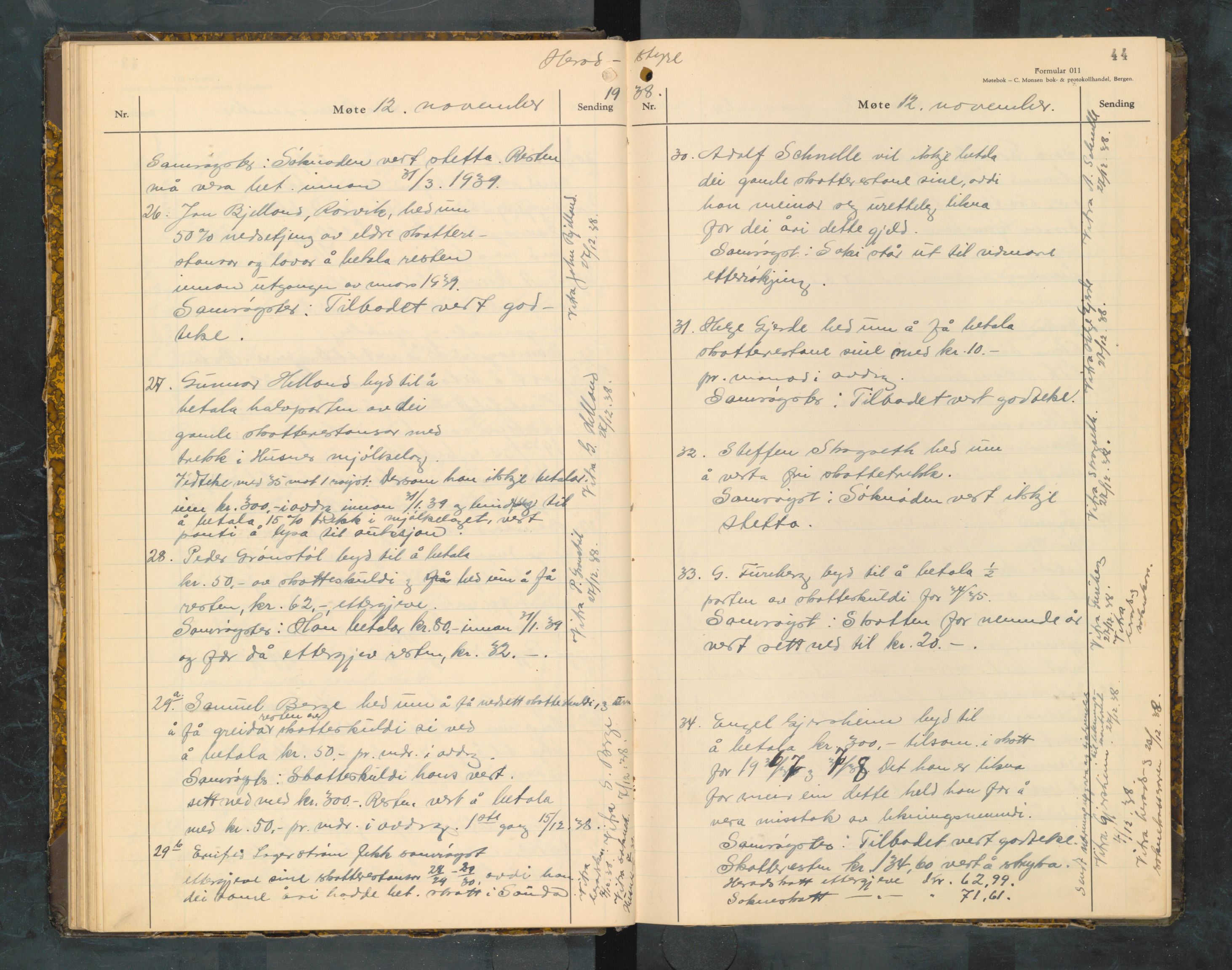 Kvinnherad kommune. Formannskapet, IKAH/1224-021/A/Aa/L0010: Møtebok for formannskap og heradstyre i Kvinnherad prestegjeld og styre i soknekommunane Kvinnherad, Ølve, Husnes og Ænes, 1938-1942