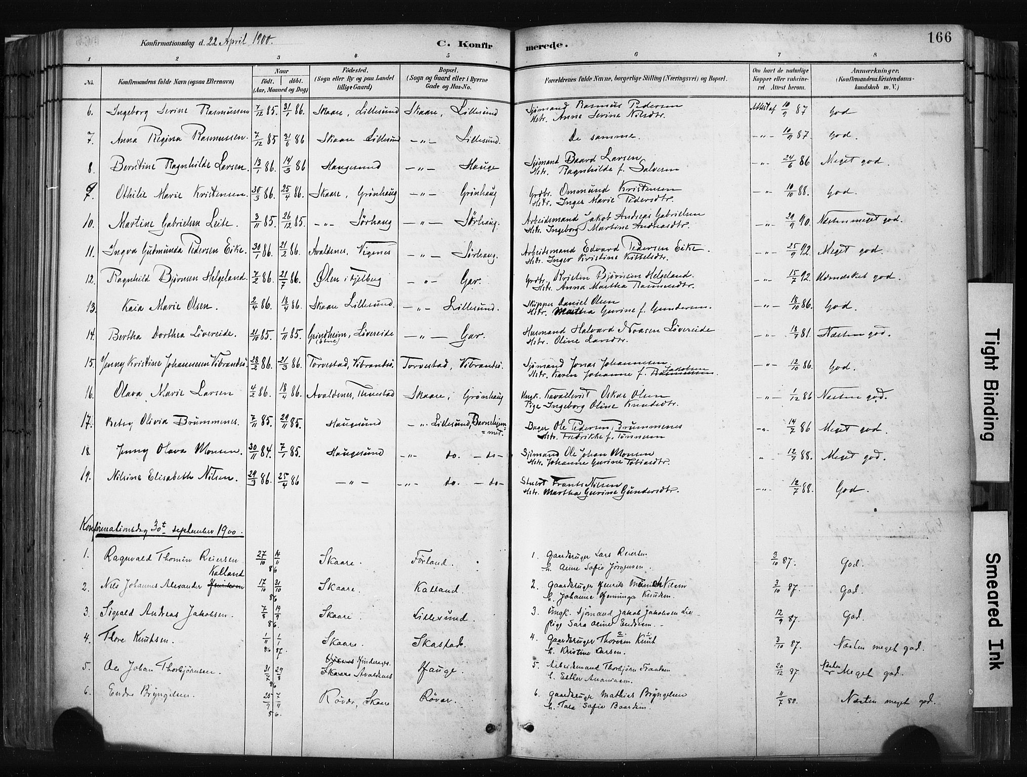 Haugesund sokneprestkontor, AV/SAST-A -101863/H/Ha/Haa/L0004: Parish register (official) no. A 4, 1886-1908, p. 166