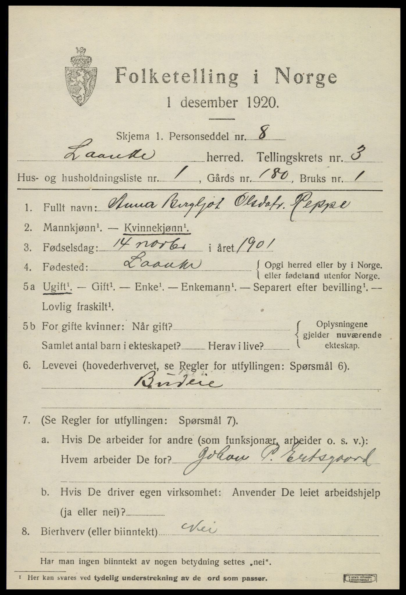 SAT, 1920 census for Lånke, 1920, p. 1782