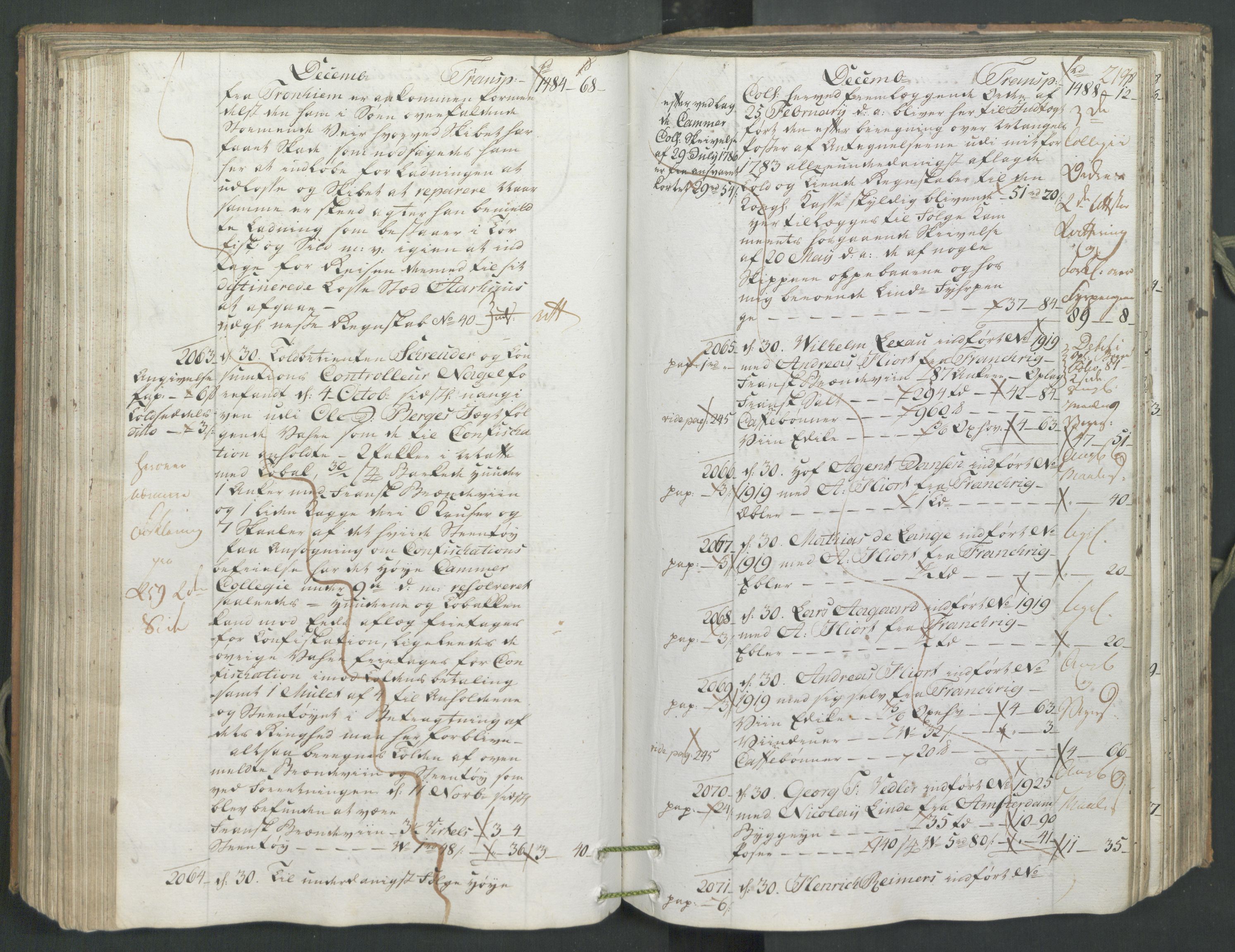 Generaltollkammeret, tollregnskaper, AV/RA-EA-5490/R26/L0222/0001: Tollregnskaper Bergen A / Inngående hovedtollbok, 1786, p. 218b-219a