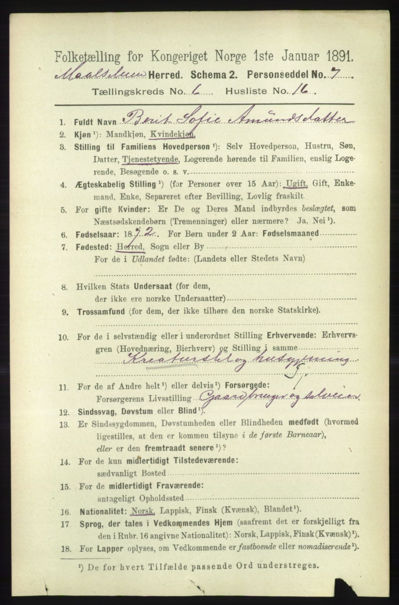 RA, 1891 census for 1924 Målselv, 1891, p. 2162