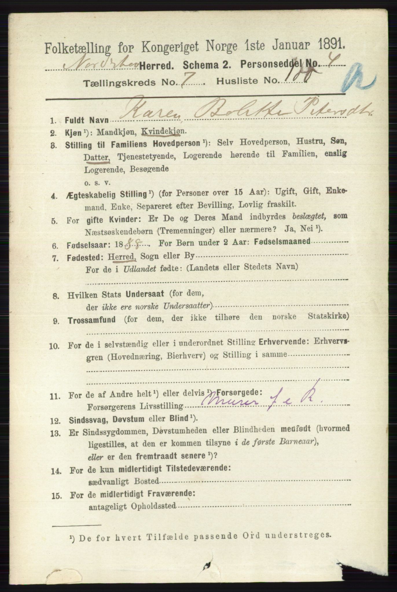 RA, 1891 census for 0613 Norderhov, 1891, p. 5040