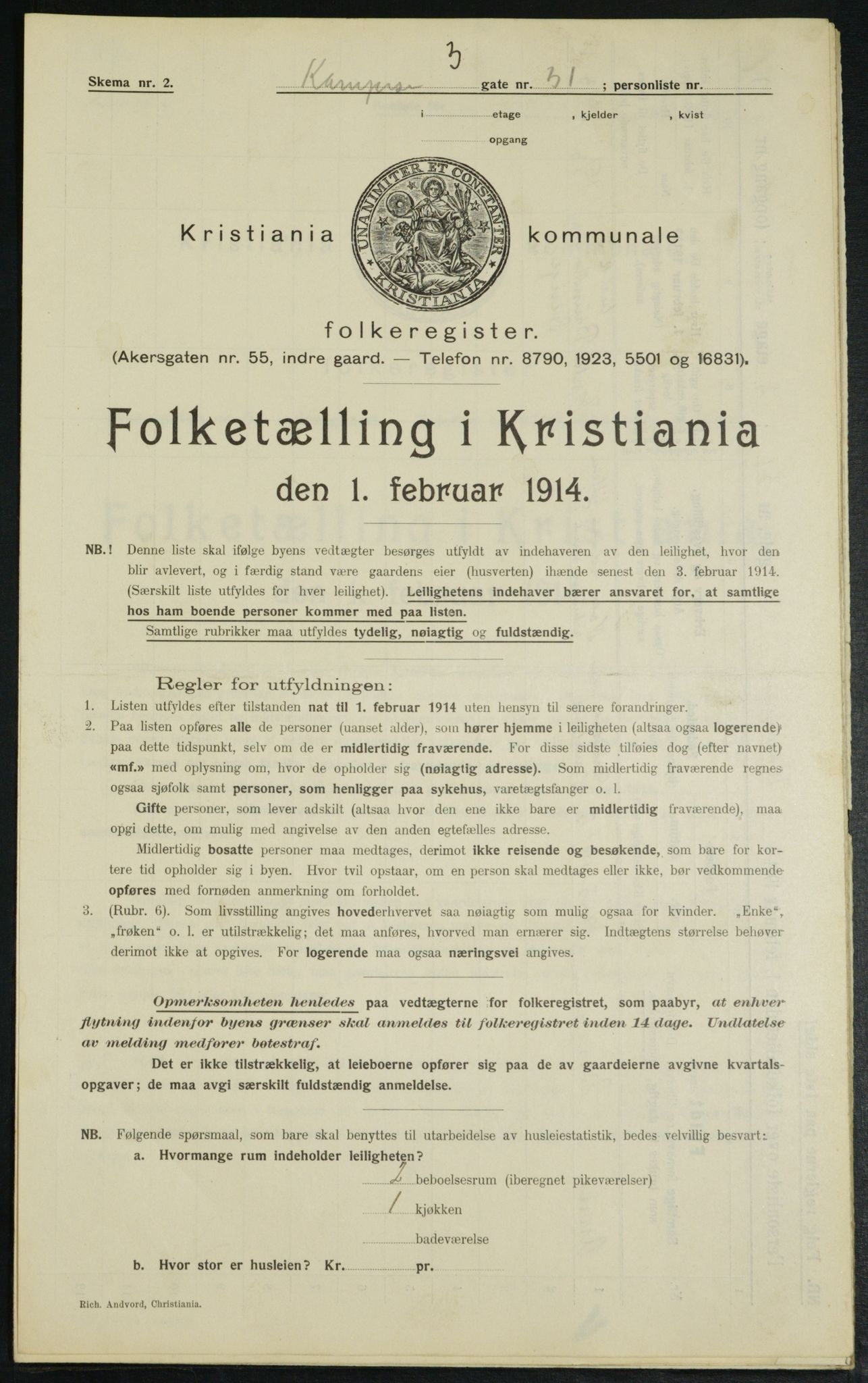 OBA, Municipal Census 1914 for Kristiania, 1914, p. 47905