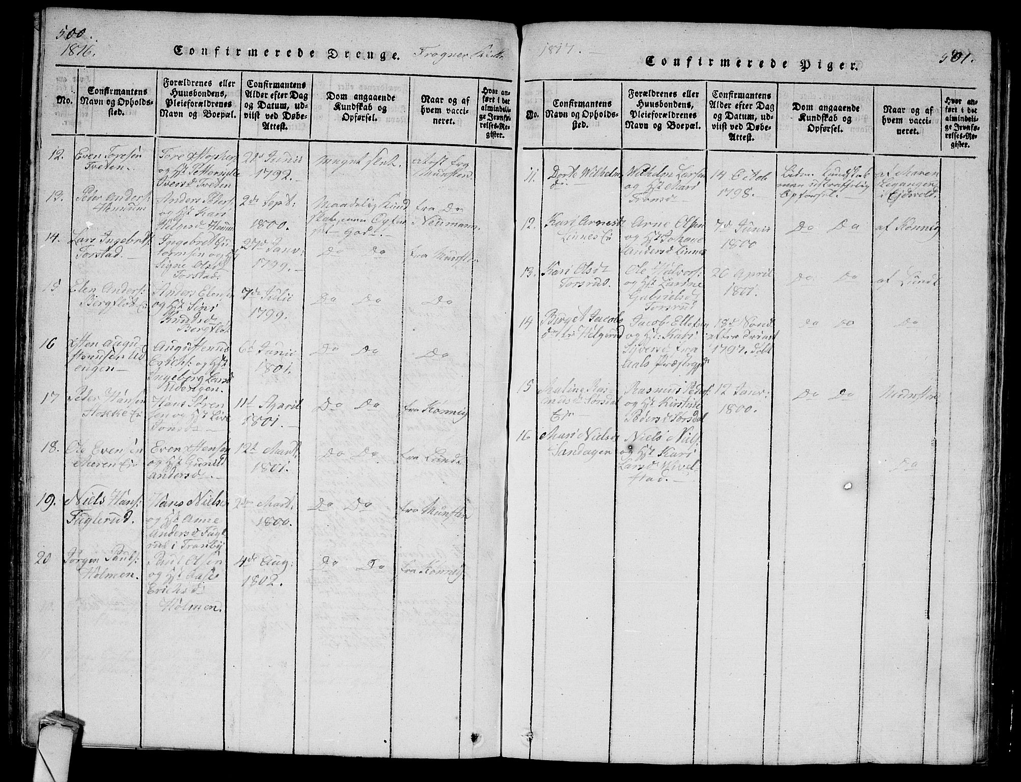 Lier kirkebøker, AV/SAKO-A-230/G/Ga/L0001: Parish register (copy) no. I 1, 1813-1824, p. 500-501