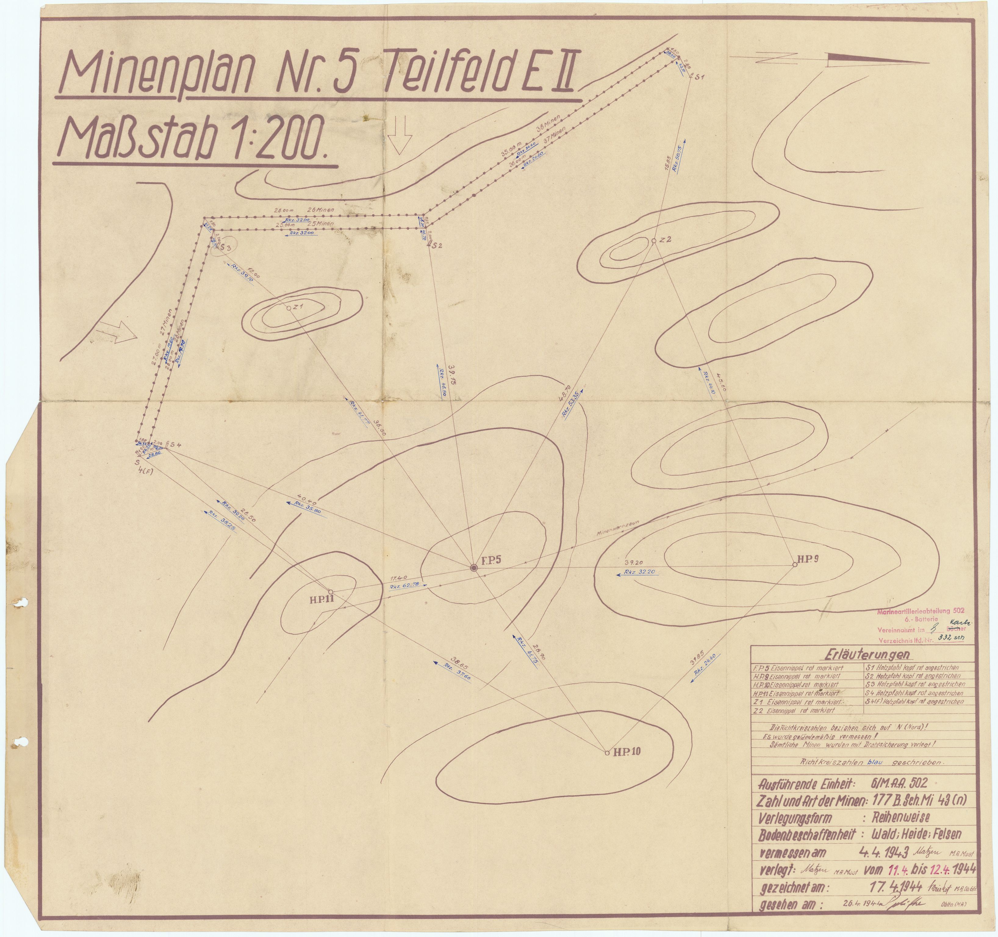 Forsvaret, Sørlandet sjøforsvarsdistrikt, AV/RA-RAFA-3266/F/Fb/Fbf/L0323: Tyske landminefelter, 1945, p. 109