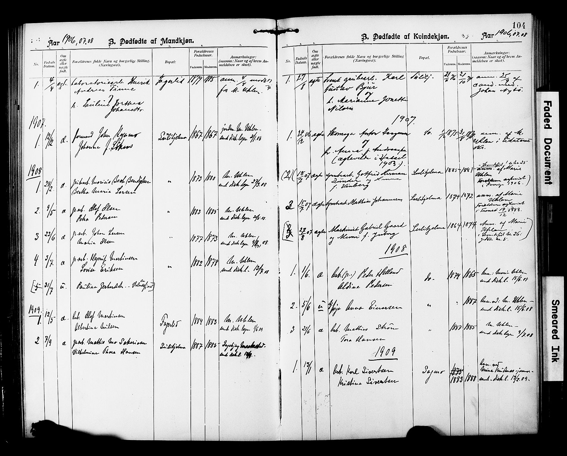 Ministerialprotokoller, klokkerbøker og fødselsregistre - Nordland, AV/SAT-A-1459/850/L0709: Parish register (official) no. 850A01, 1899-1909, p. 104