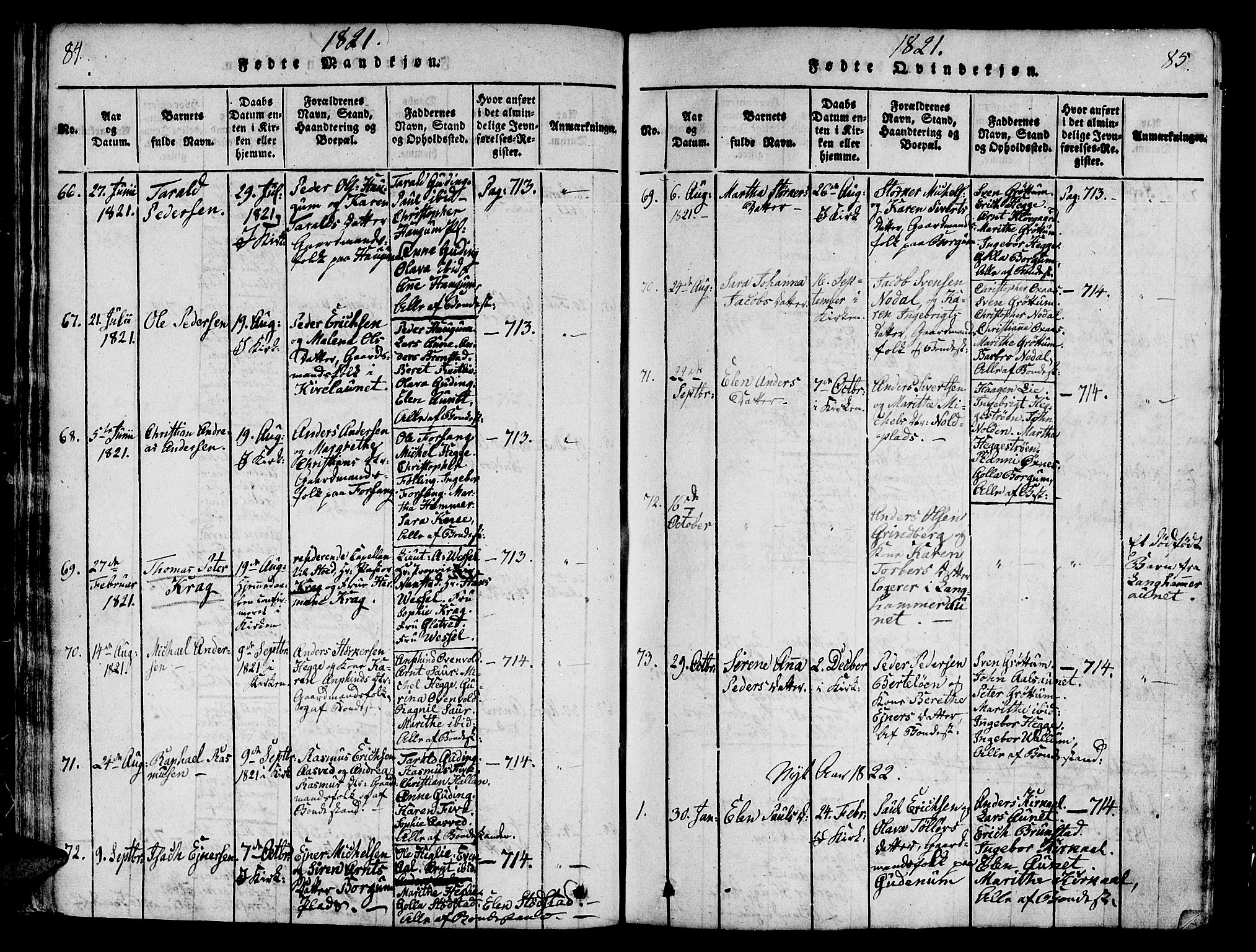 Ministerialprotokoller, klokkerbøker og fødselsregistre - Nord-Trøndelag, AV/SAT-A-1458/746/L0441: Parish register (official) no. 746A03 /2, 1816-1827, p. 84-85