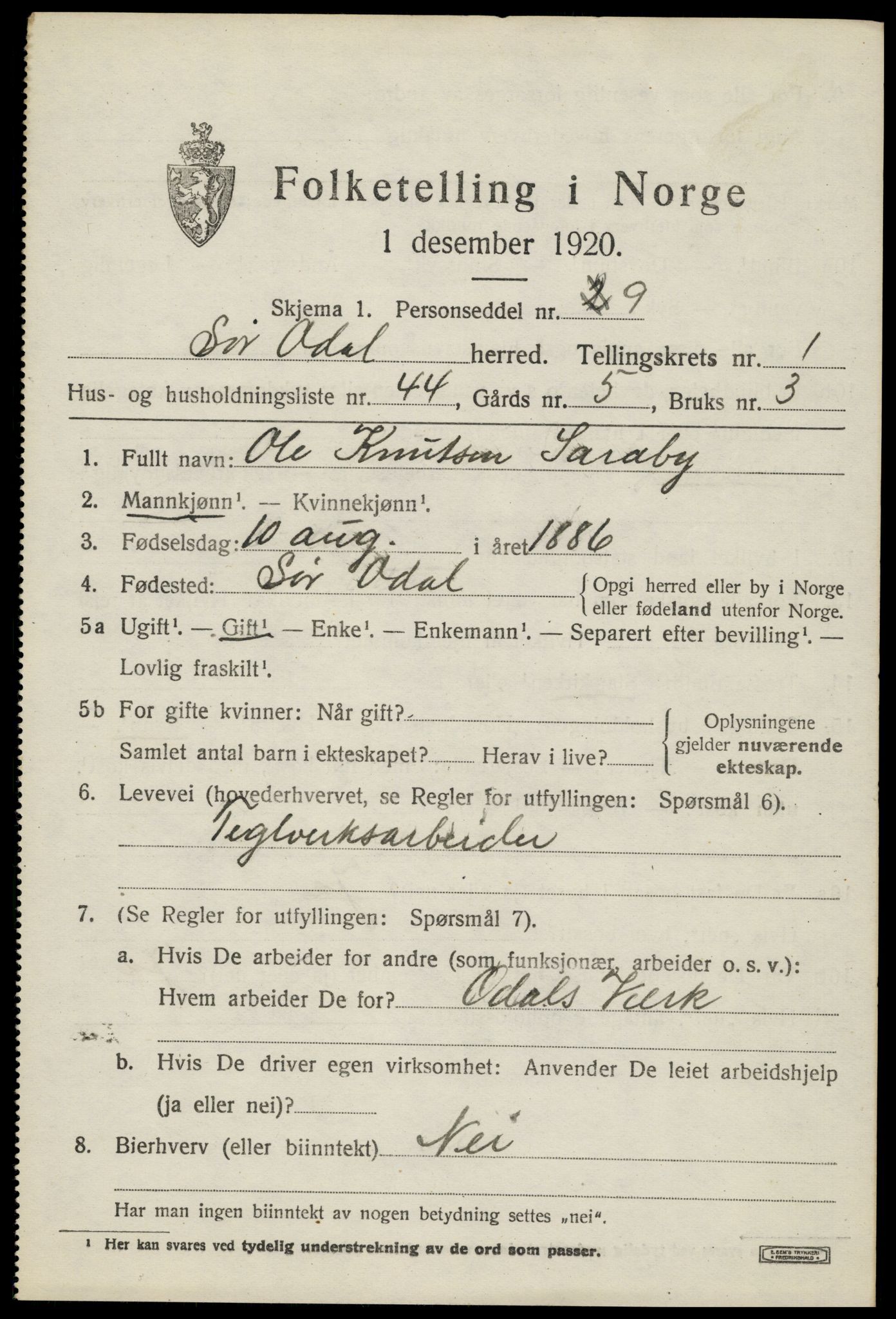 SAH, 1920 census for Sør-Odal, 1920, p. 2975