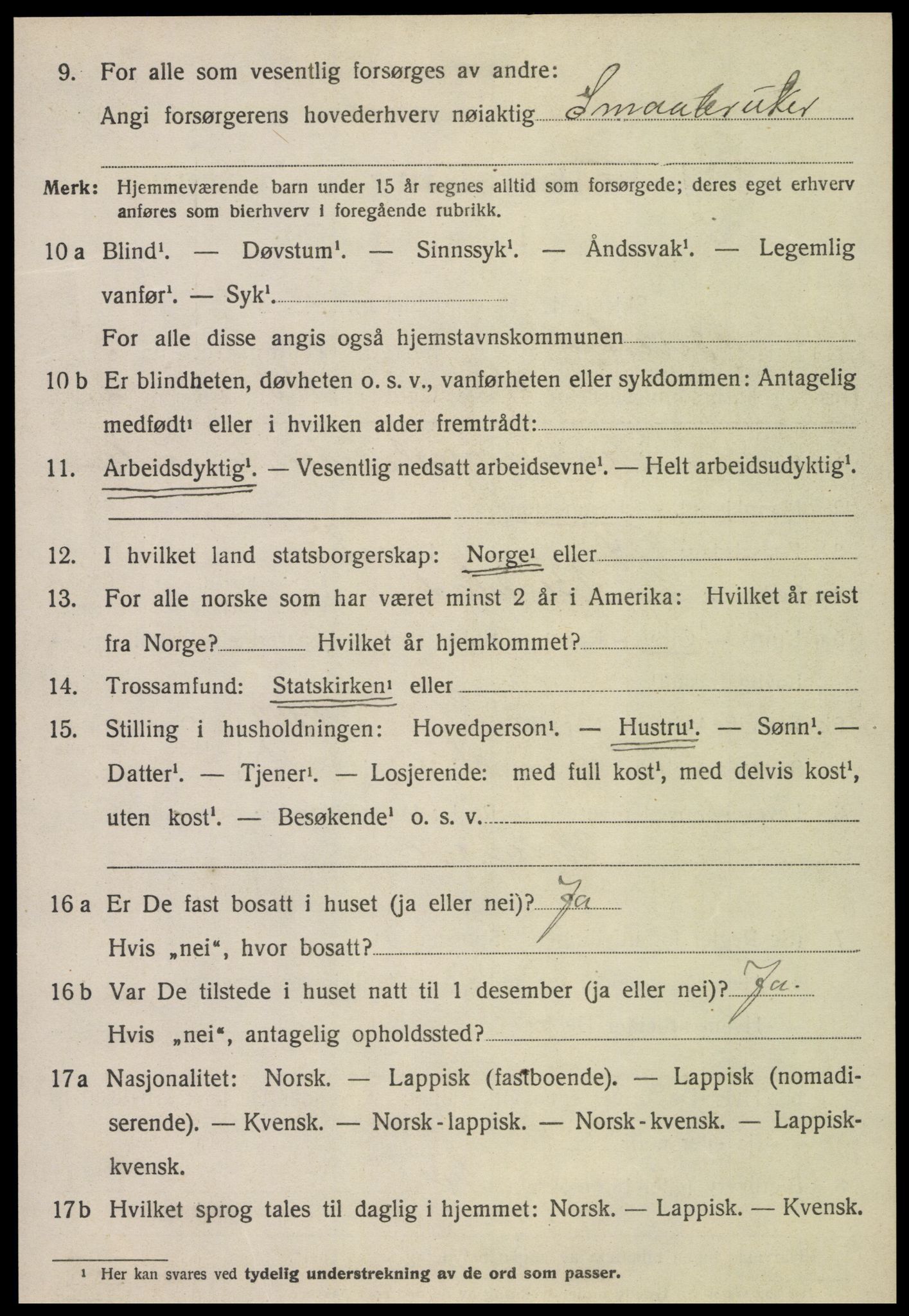 SAT, 1920 census for Beitstad, 1920, p. 4110