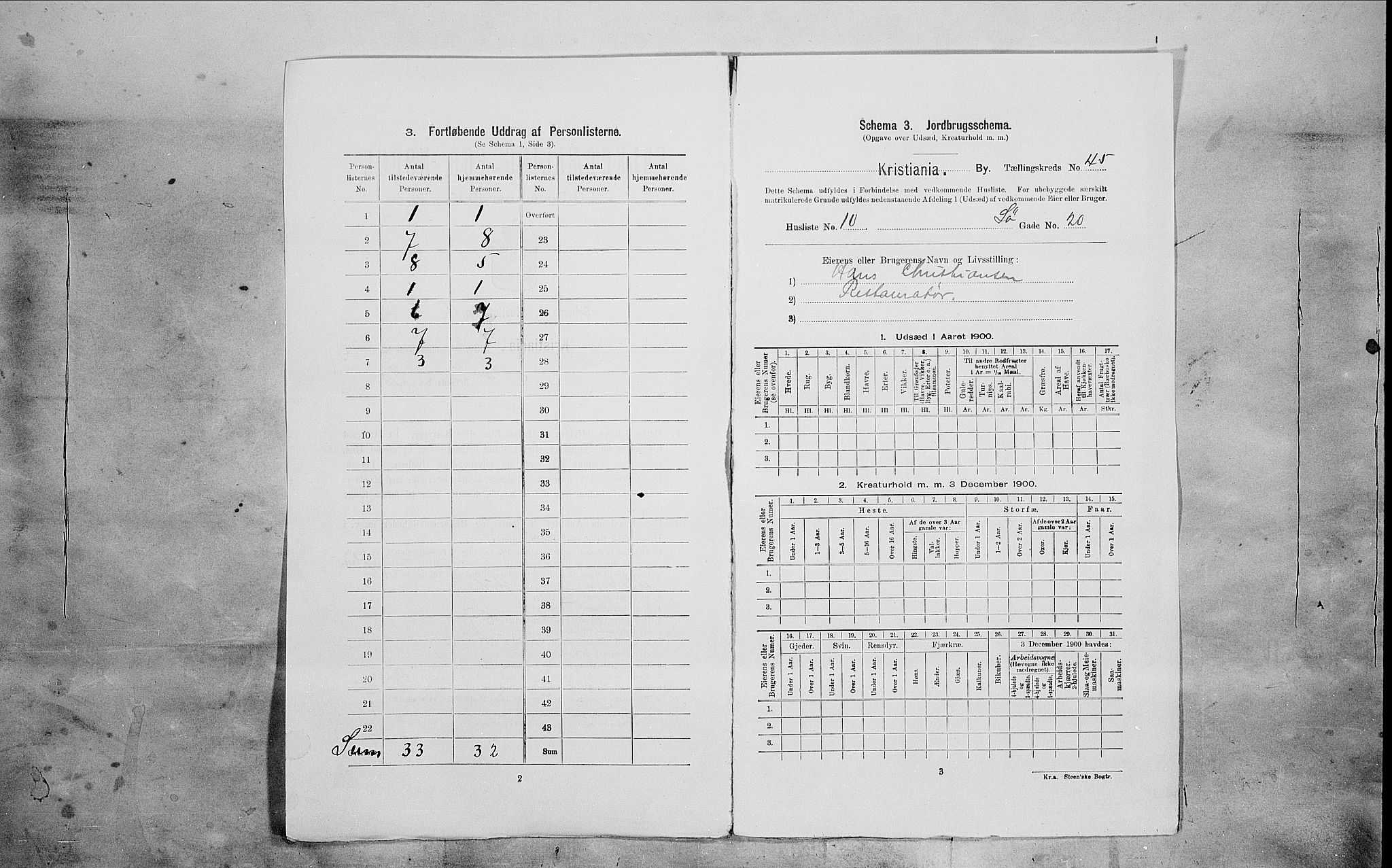 SAO, 1900 census for Kristiania, 1900, p. 95208