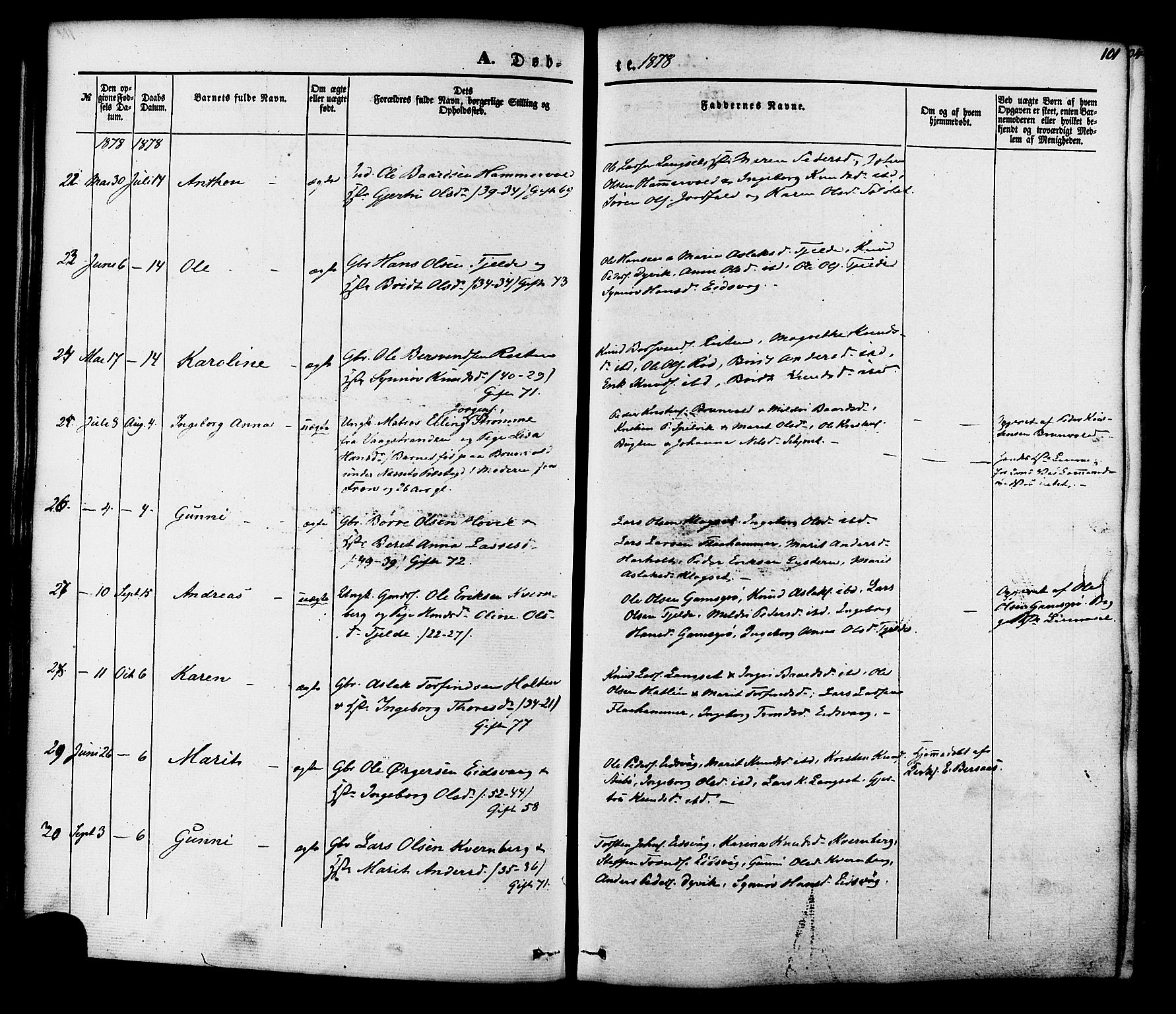 Ministerialprotokoller, klokkerbøker og fødselsregistre - Møre og Romsdal, AV/SAT-A-1454/551/L0625: Parish register (official) no. 551A05, 1846-1879, p. 101