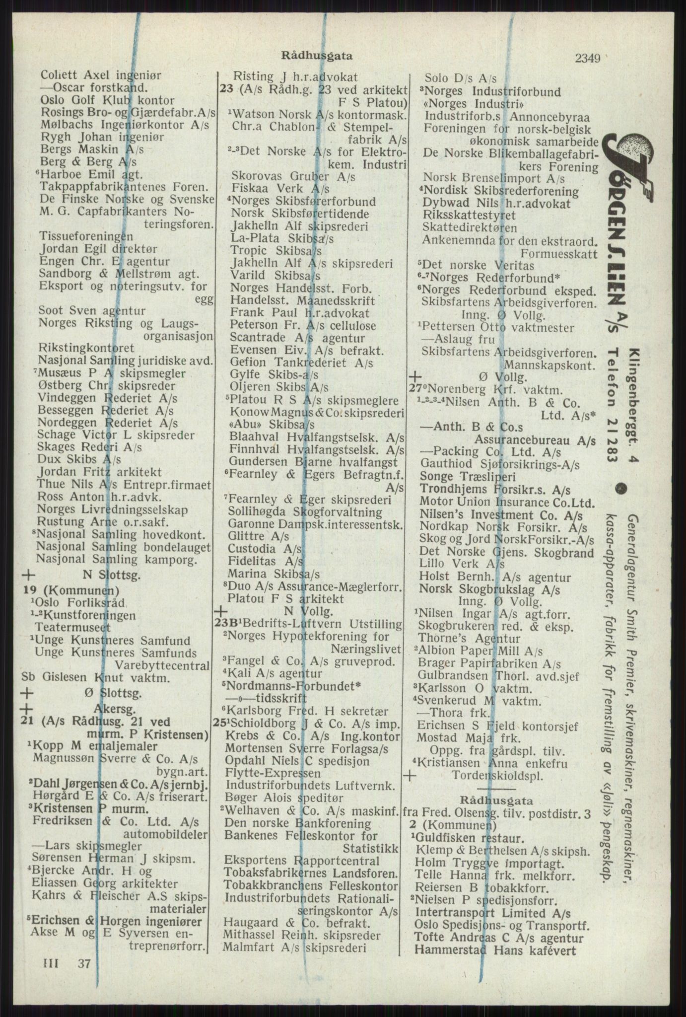 Kristiania/Oslo adressebok, PUBL/-, 1941, p. 2349
