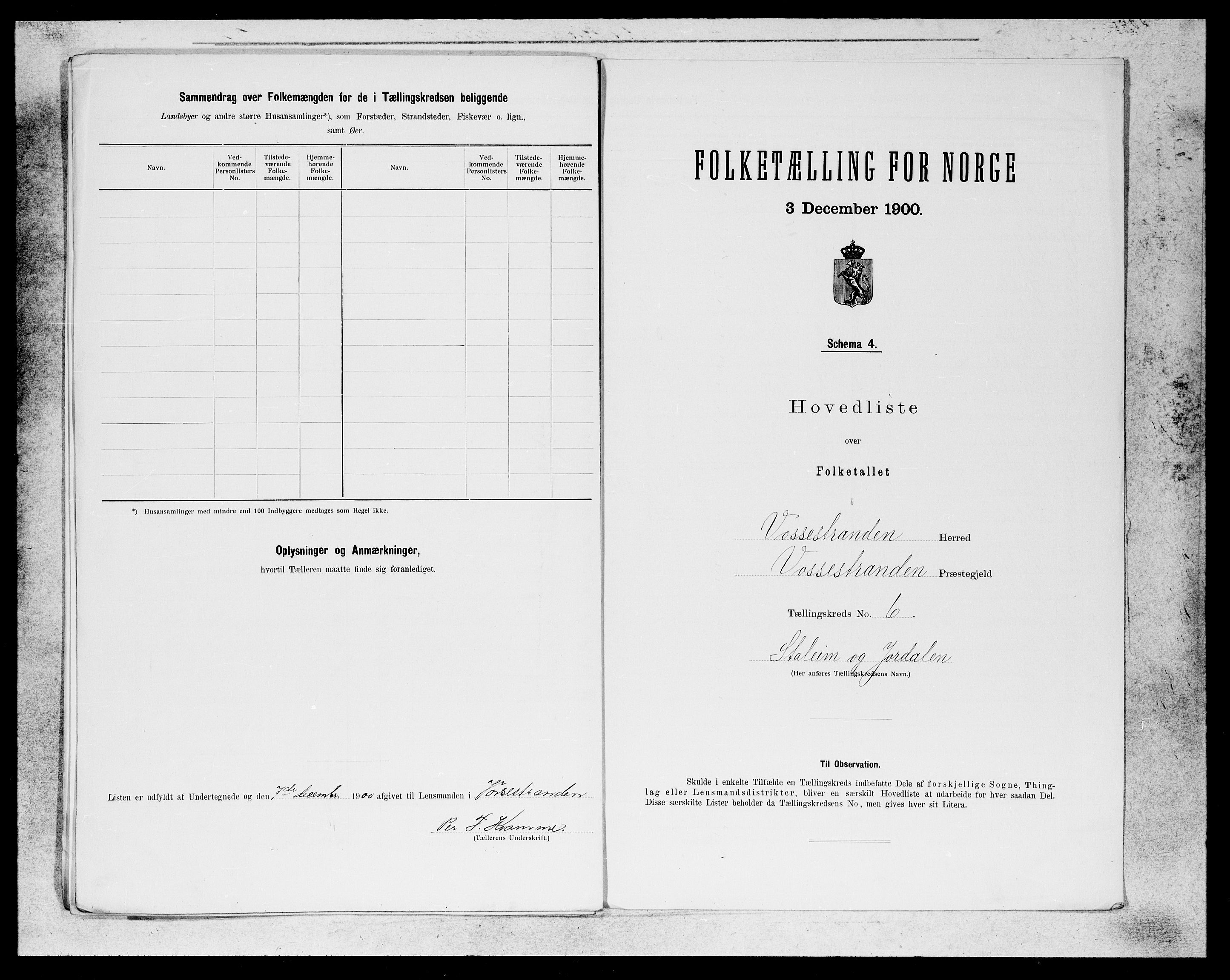 SAB, 1900 census for Vossestrand, 1900, p. 11