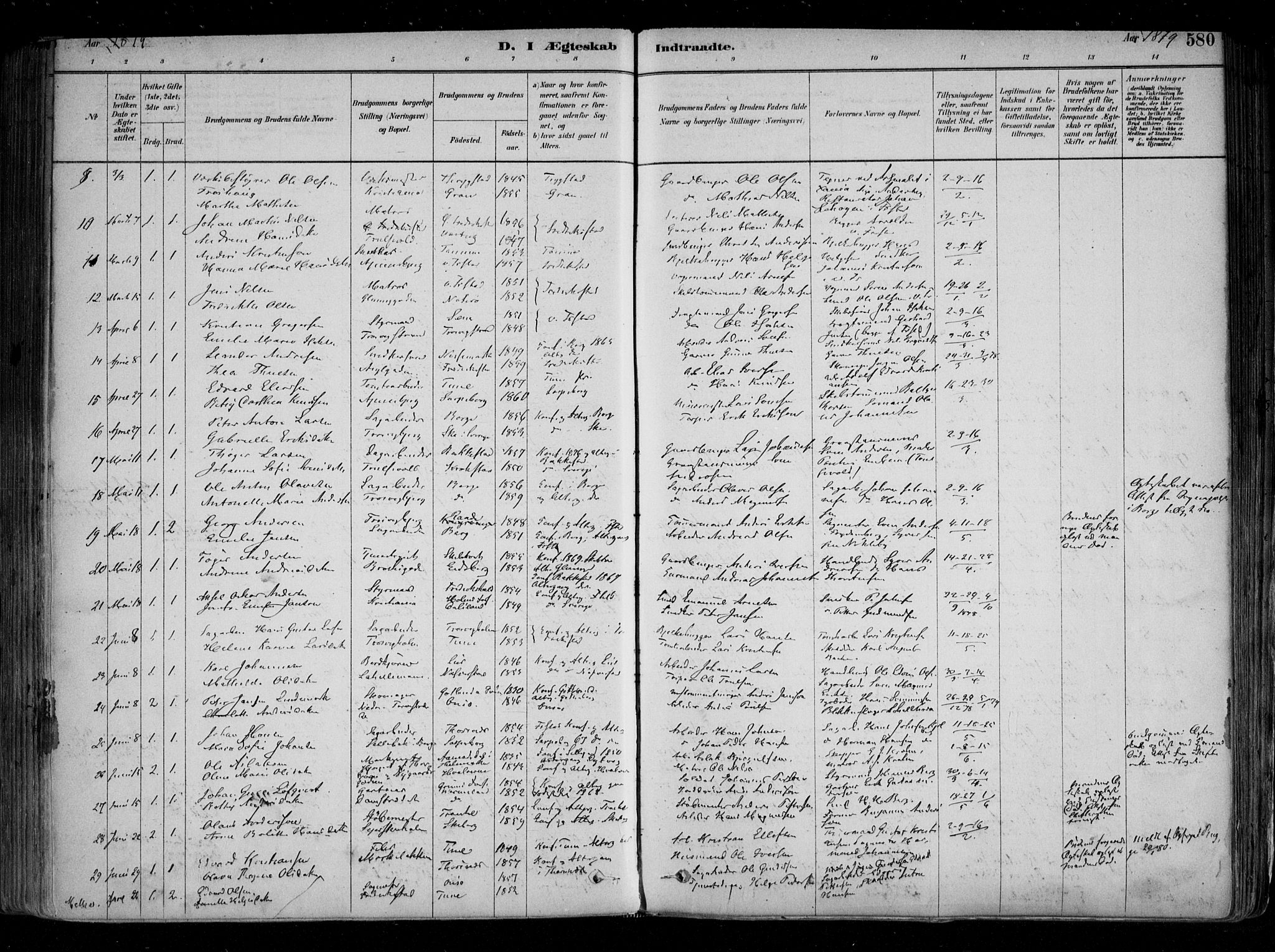Fredrikstad domkirkes prestekontor Kirkebøker, SAO/A-10906/F/Fa/L0004: Parish register (official) no. 4, 1878-1907, p. 580