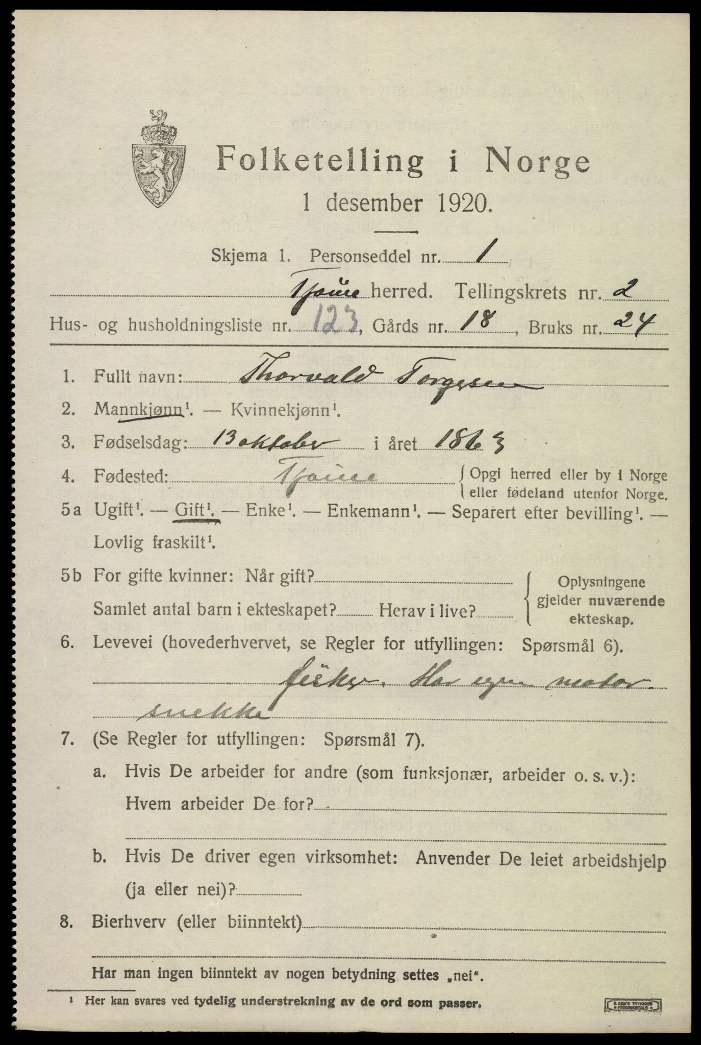 SAKO, 1920 census for Tjøme, 1920, p. 3757