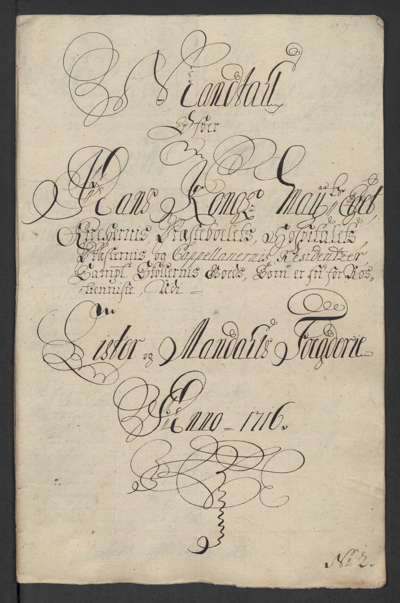 Rentekammeret inntil 1814, Reviderte regnskaper, Fogderegnskap, RA/EA-4092/R43/L2560: Fogderegnskap Lista og Mandal, 1716, p. 23