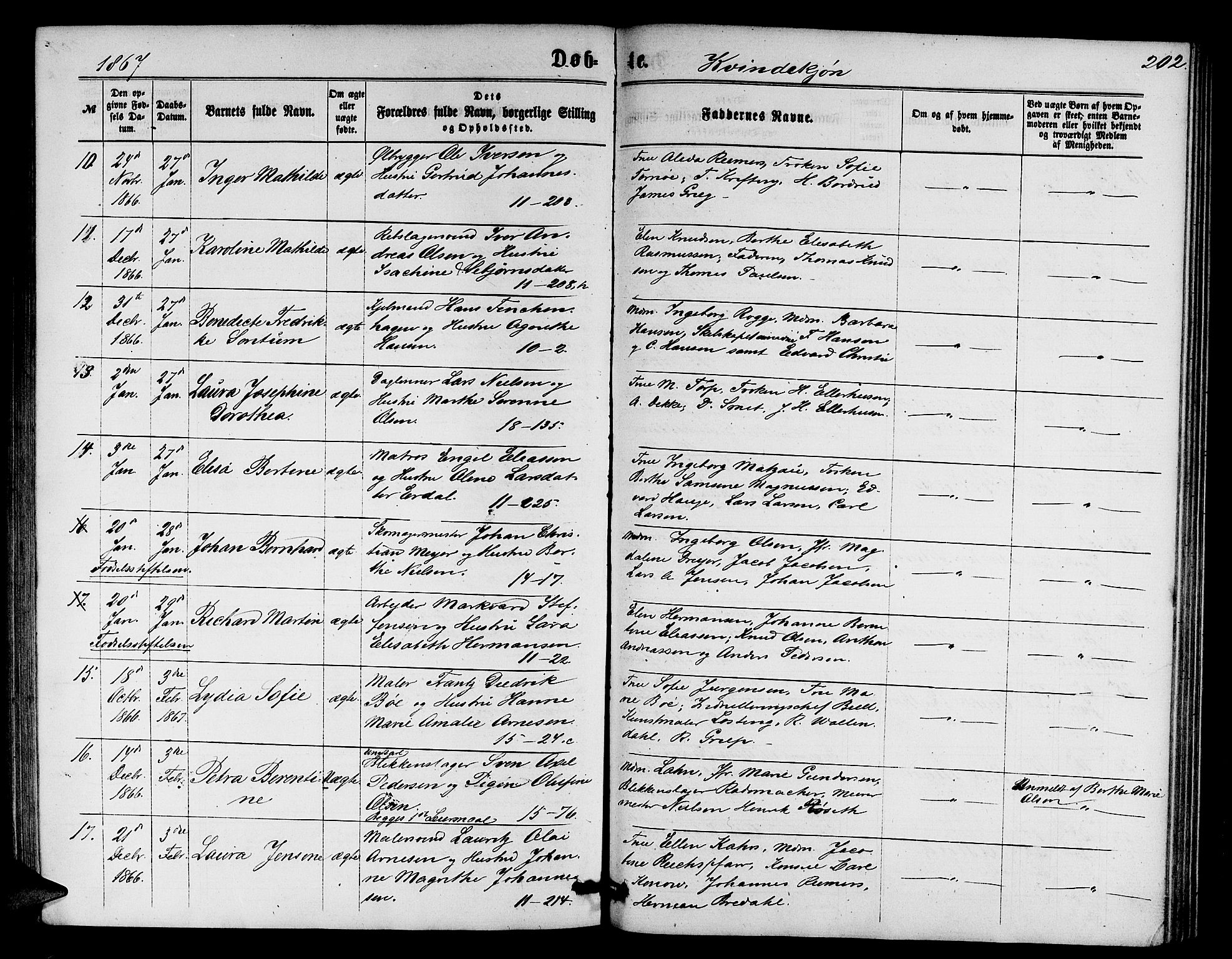 Domkirken sokneprestembete, SAB/A-74801/H/Hab/L0012: Parish register (copy) no. B 5, 1862-1869, p. 202