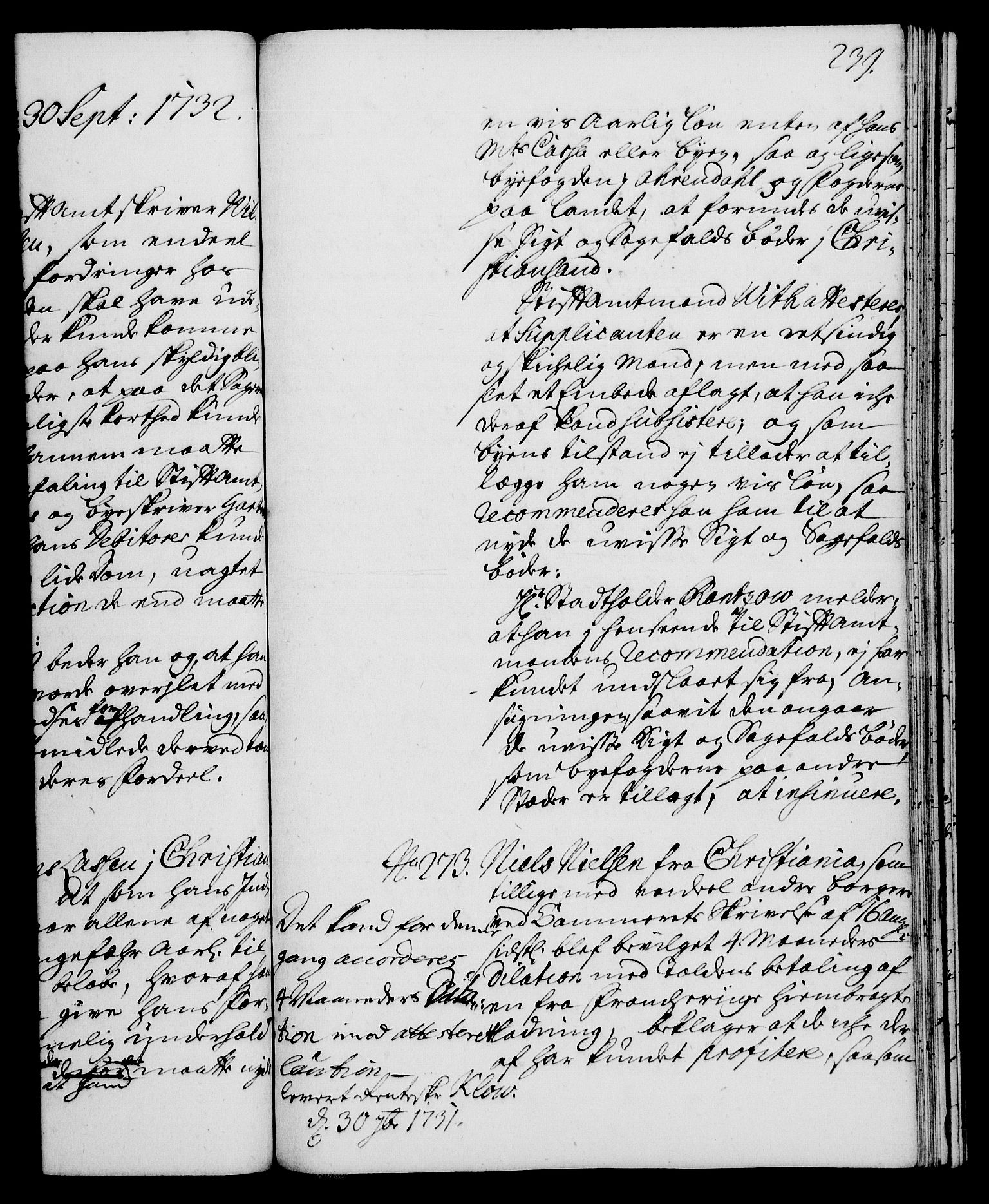 Rentekammeret, Kammerkanselliet, RA/EA-3111/G/Gh/Gha/L0014: Norsk ekstraktmemorialprotokoll. Merket RK 53.59, 1731-1732, p. 239