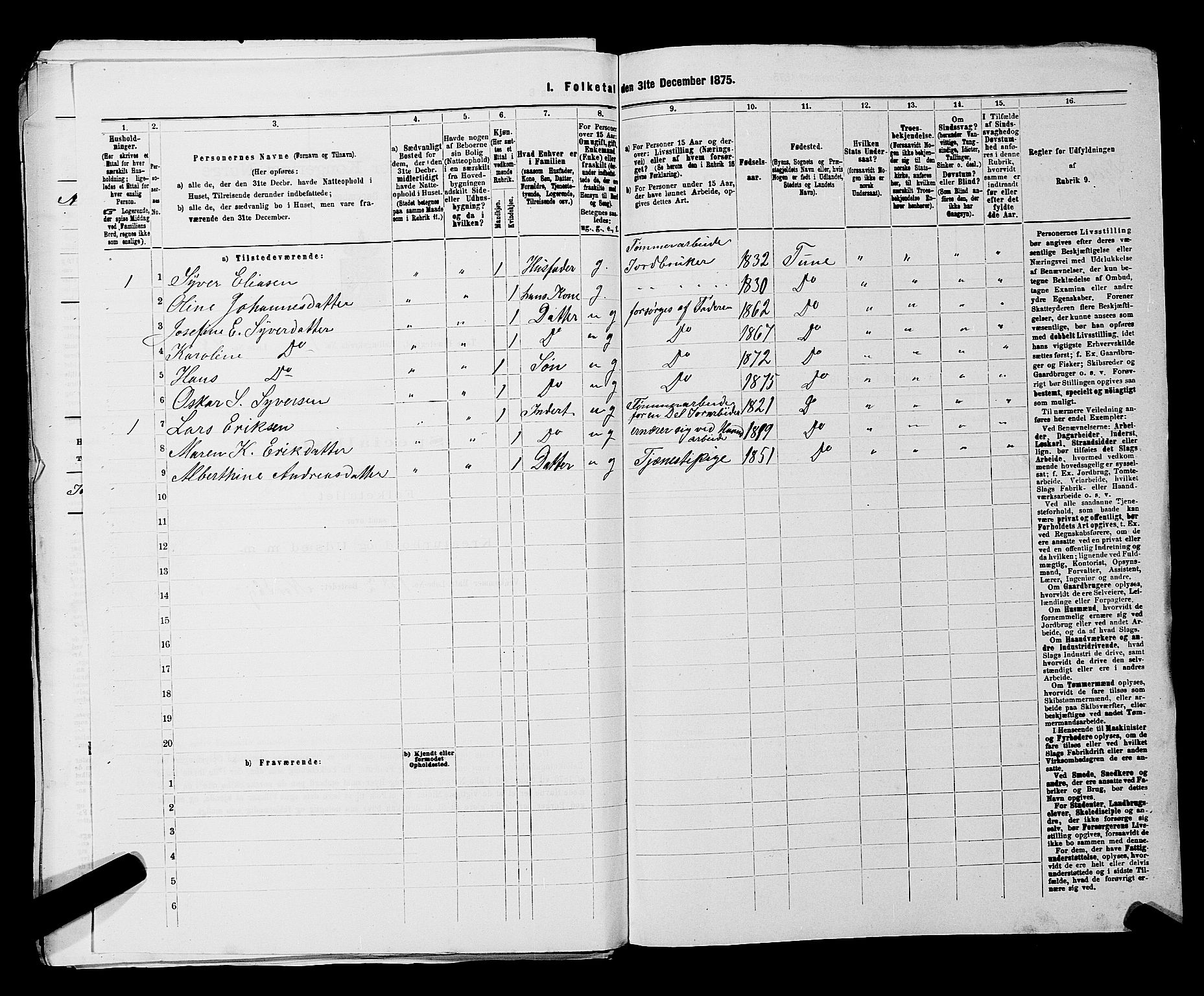 RA, 1875 census for 0130P Tune, 1875, p. 216