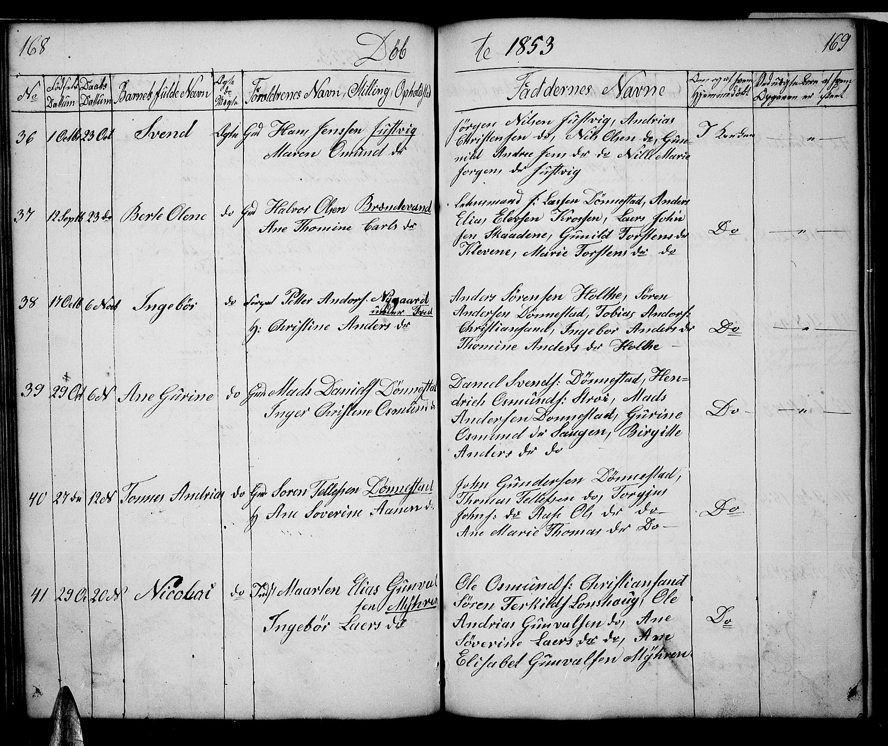 Tveit sokneprestkontor, AV/SAK-1111-0043/F/Fb/L0002: Parish register (copy) no. B 2, 1835-1854, p. 168-169