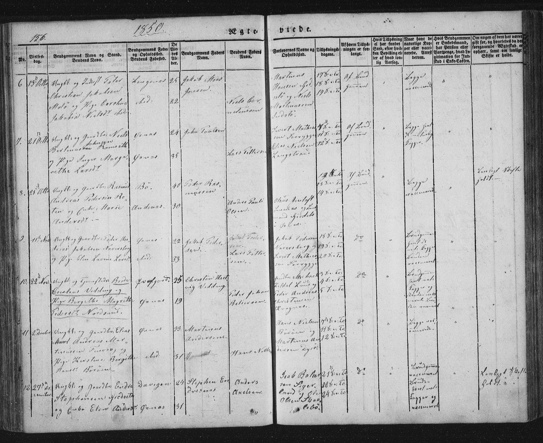 Ministerialprotokoller, klokkerbøker og fødselsregistre - Nordland, AV/SAT-A-1459/893/L1332: Parish register (official) no. 893A05, 1841-1858, p. 156